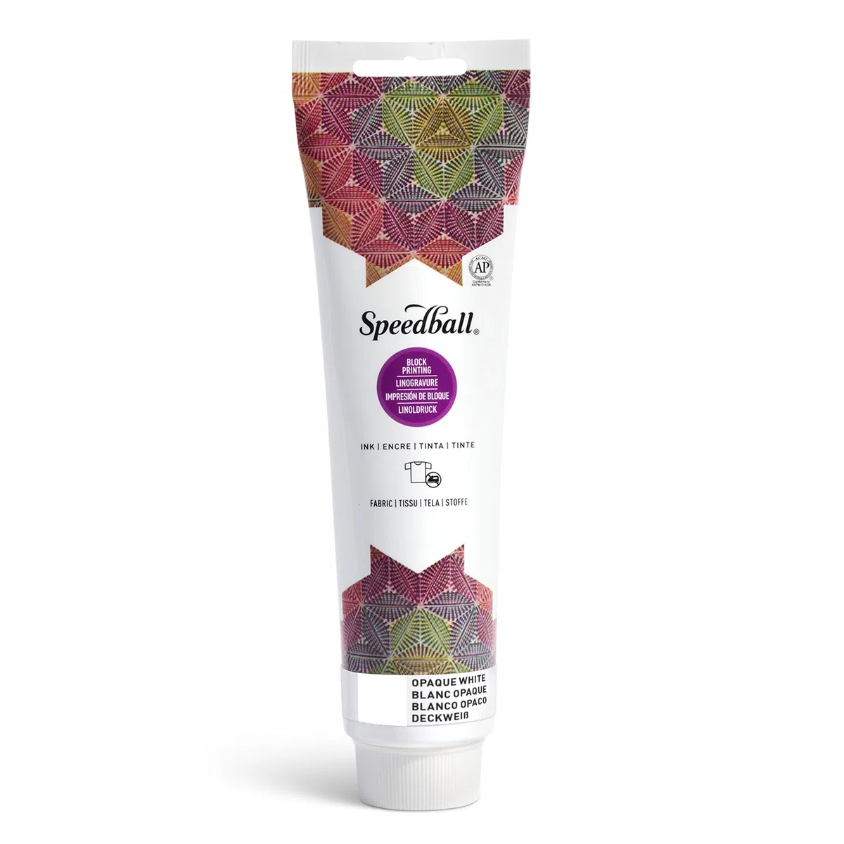 Speedball Inchiostro per stampa a blocchi di tessuto, 150 ml, bianco opaco, inchiostro per stampa su tessuto, non richiede calore, asciugatura al tatto
