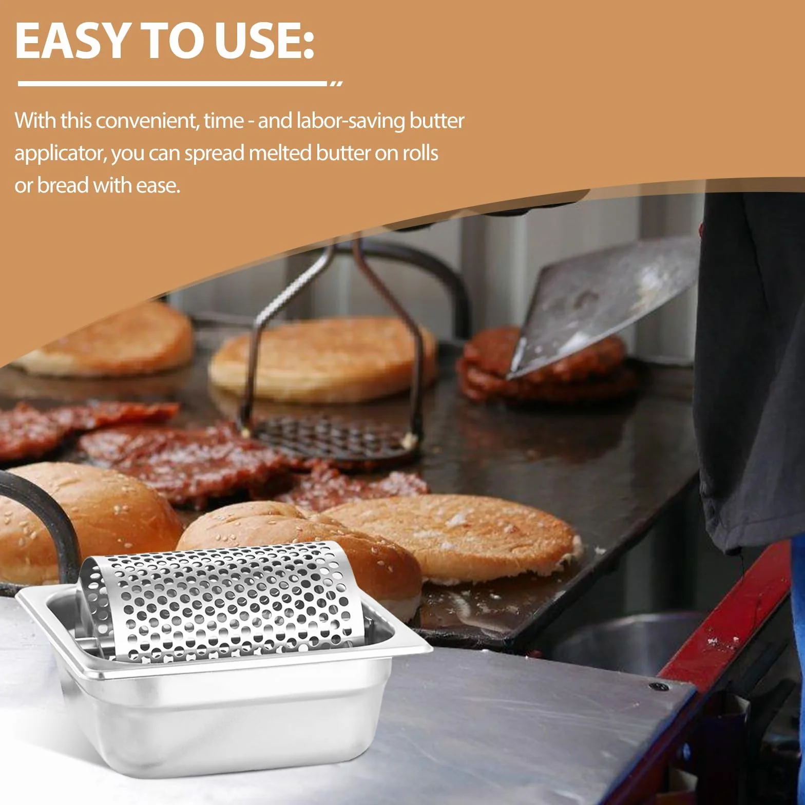 Burro in acciaio inox, distributore di burro a lunga durata, con ruota rimovibile, antiruggine e igienico, per panini, toast, hamburger, ideale per casa, ristorante, barbecue