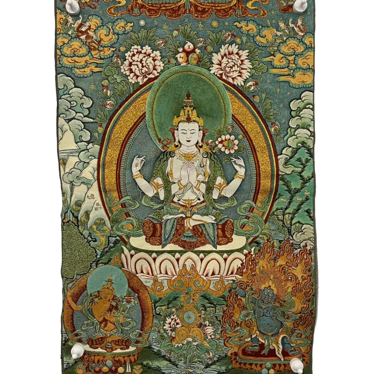 Chenrezig Thangka Pittura Ricamo Pittura Fatta A Mano Tibetano Thangka Arazzo Stampa Artistica Poster per la Decorazione Domestica Meditazione (Size : 60x90cm(23x35inch))