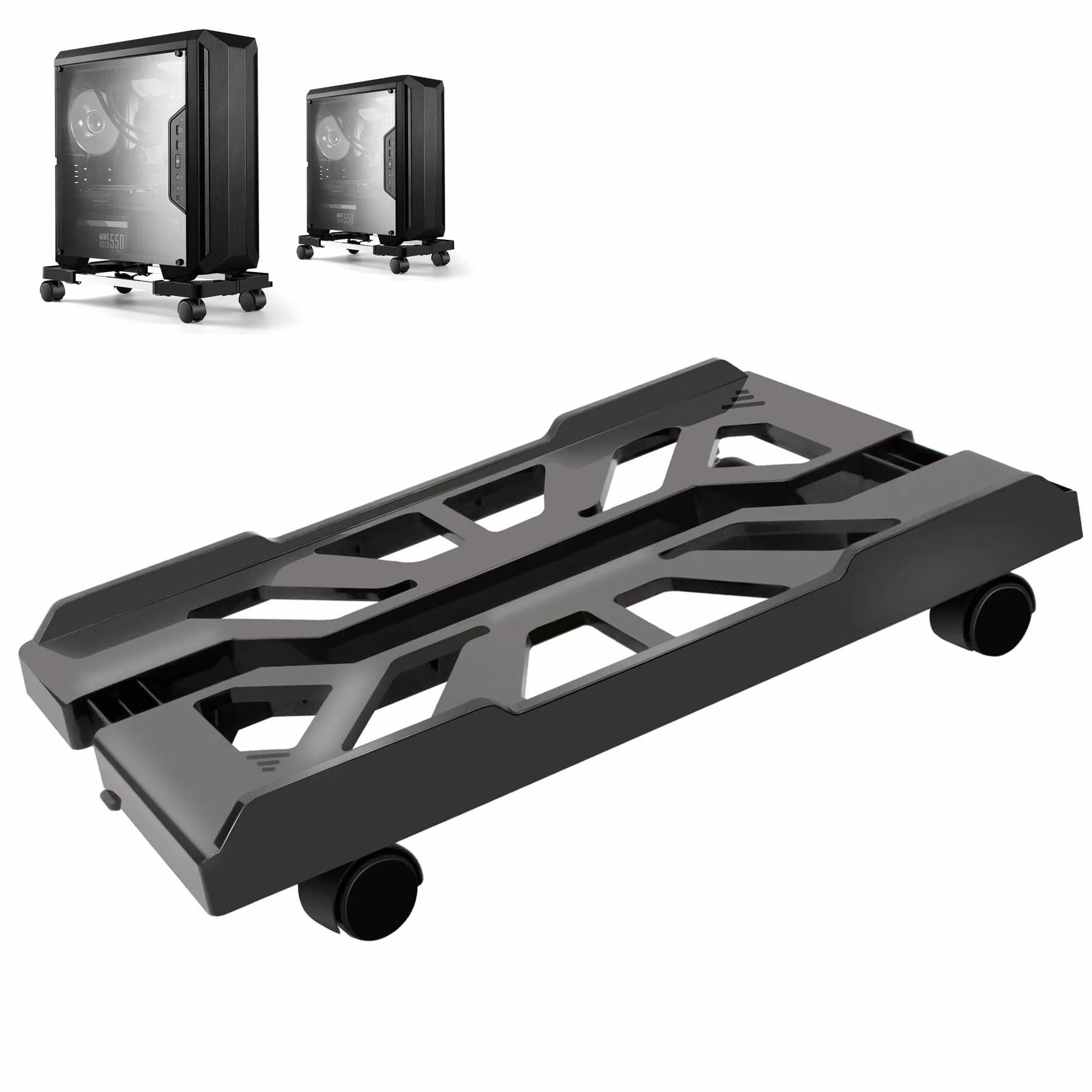 Supporto per Computer Desktop,CPU Holder Cart,Supporto per PC con rotelle Bloccabili,Dimensione Regolabile Adatto alla Maggior Parte dei Computer-Nero
