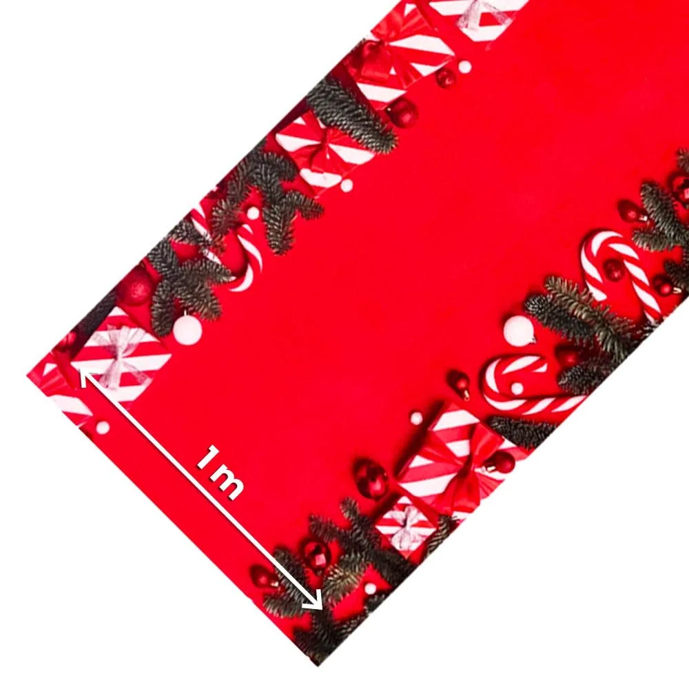 OLIVO.shop Tappeto natalizio passatoia interno ed esterno, Passatoia rossa natalizia a metraggio su misura larga 1 metro per eventi ed allestimenti natale JINGLE ROLL (GIFTS, 3 metri)
