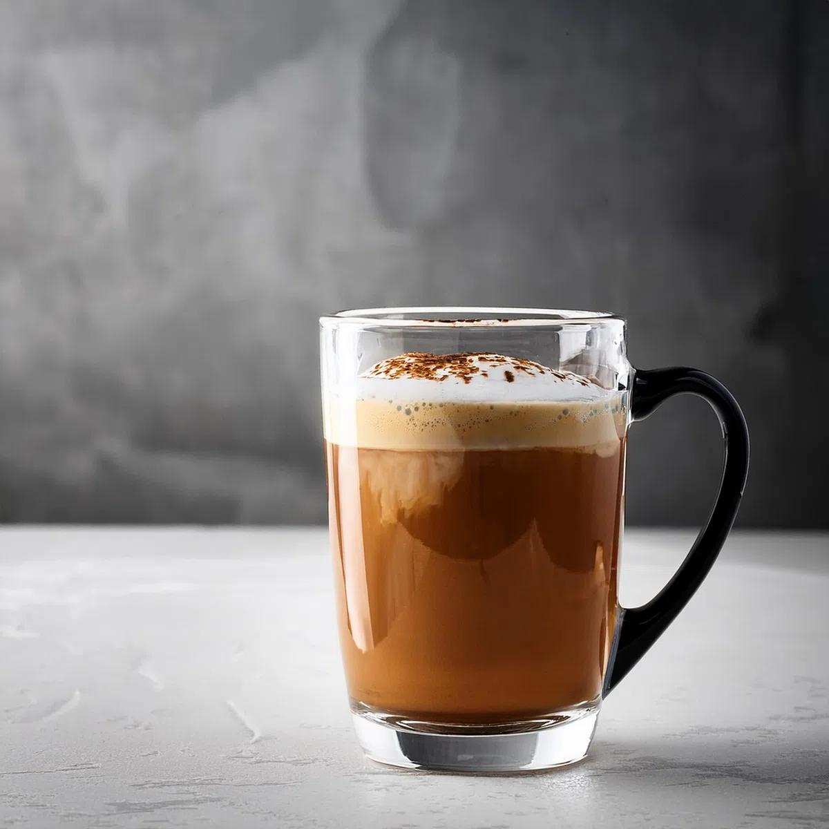 Glasmark KROSNO 1992 Bicchiere da caffè Bicchiere da caffè con manico Tazza in vetro da tè 300 ml Vetro robusto lavabile in lavastoviglie Manico nero lucido