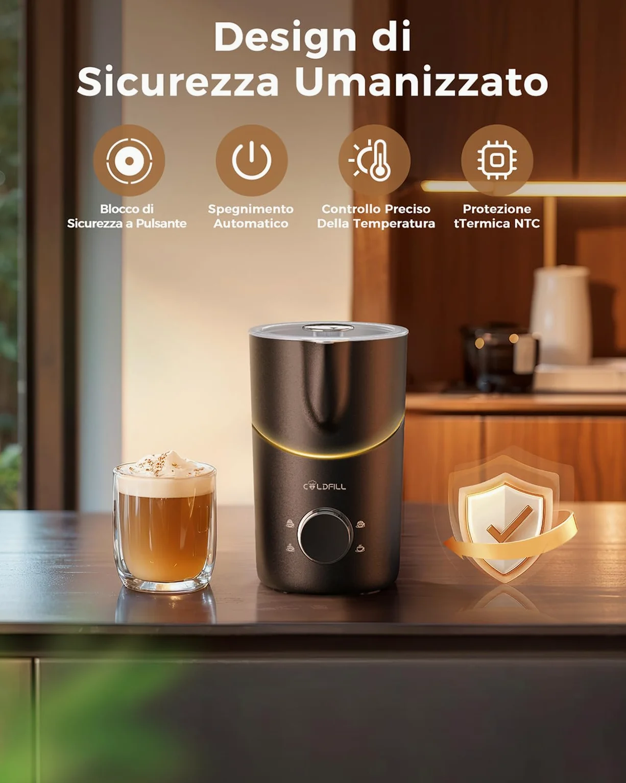 Montalatte Elettrico 8 in 1, Cappuccinatore con Tazza Rimovibile Lavabile in Lavastoviglie, Schiumalatte per Cappuccino, Latte Macchiato, Cioccolata e Latte Vegetale, 400 ml