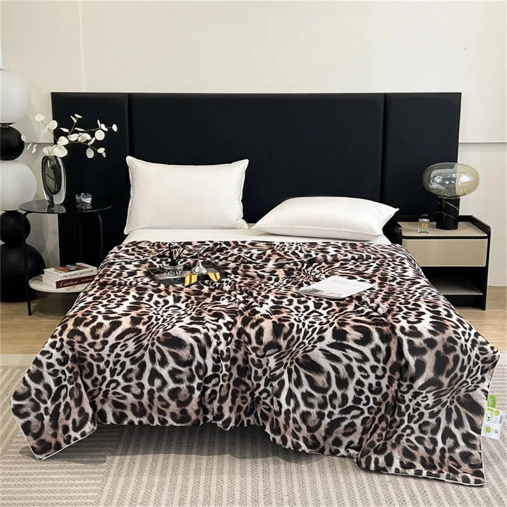 Chickwin Trapuntino Estivo Copriletto Matrimoniale Singolo, Freschezza Reversibile Leggero Coperta Primaverile Autunnale Trapunta Lavabile Cotone Trapuntato Coperta Letto (Leopardo,180x200cm)