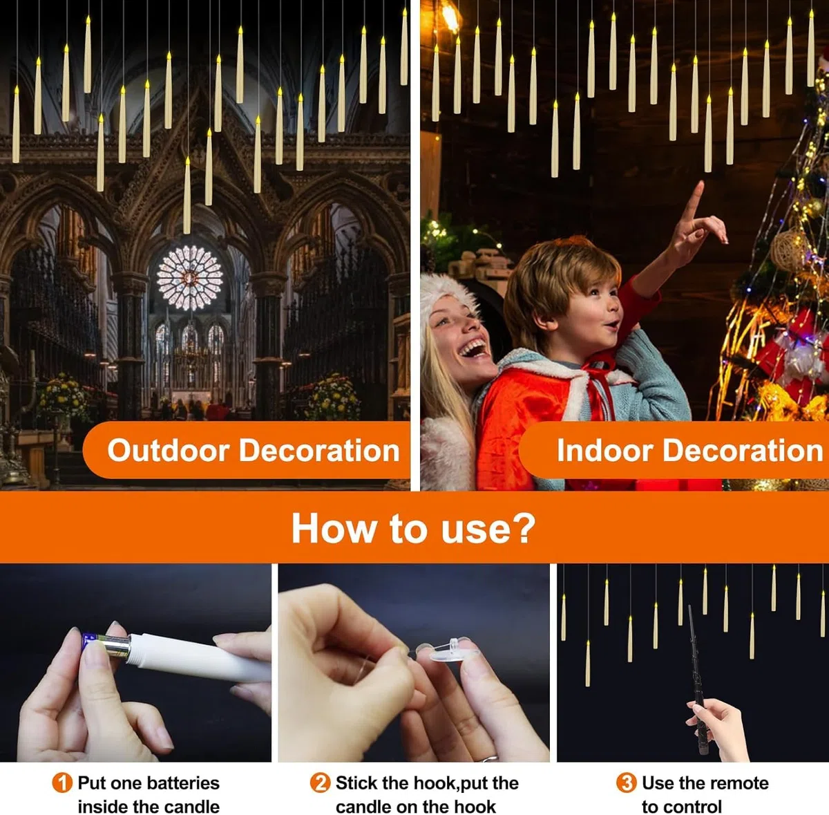 Floating Candles, 20 Pezzo 16.8 CM Candele Sospese con Telecomando Bacchetta, Candele Fluttuanti Har-ry Potter per Decorazioni di Halloween, Candele Led Halloween
