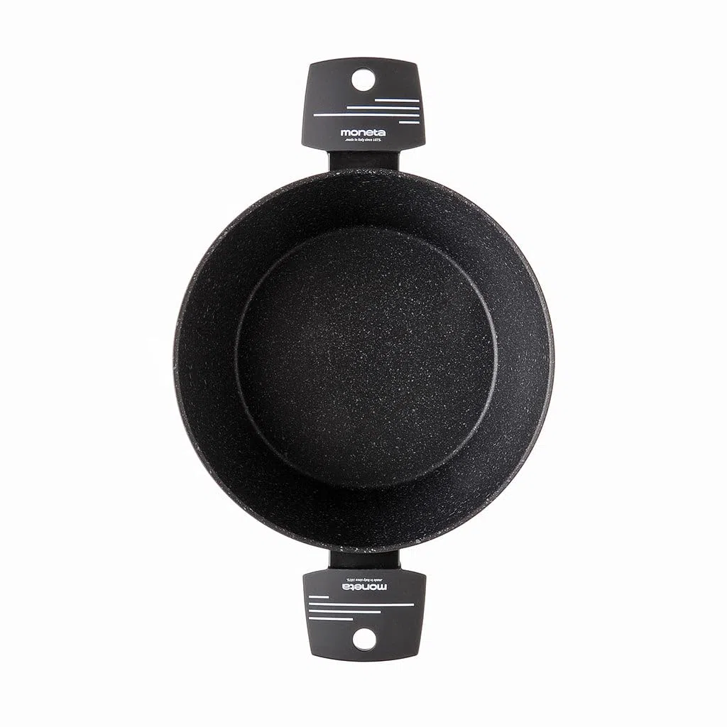 Moneta Yes! Casseruola 2 Manici, Per tutti i fuochi, inclusa l'induzione, Alluminio, Nero, 24 cm