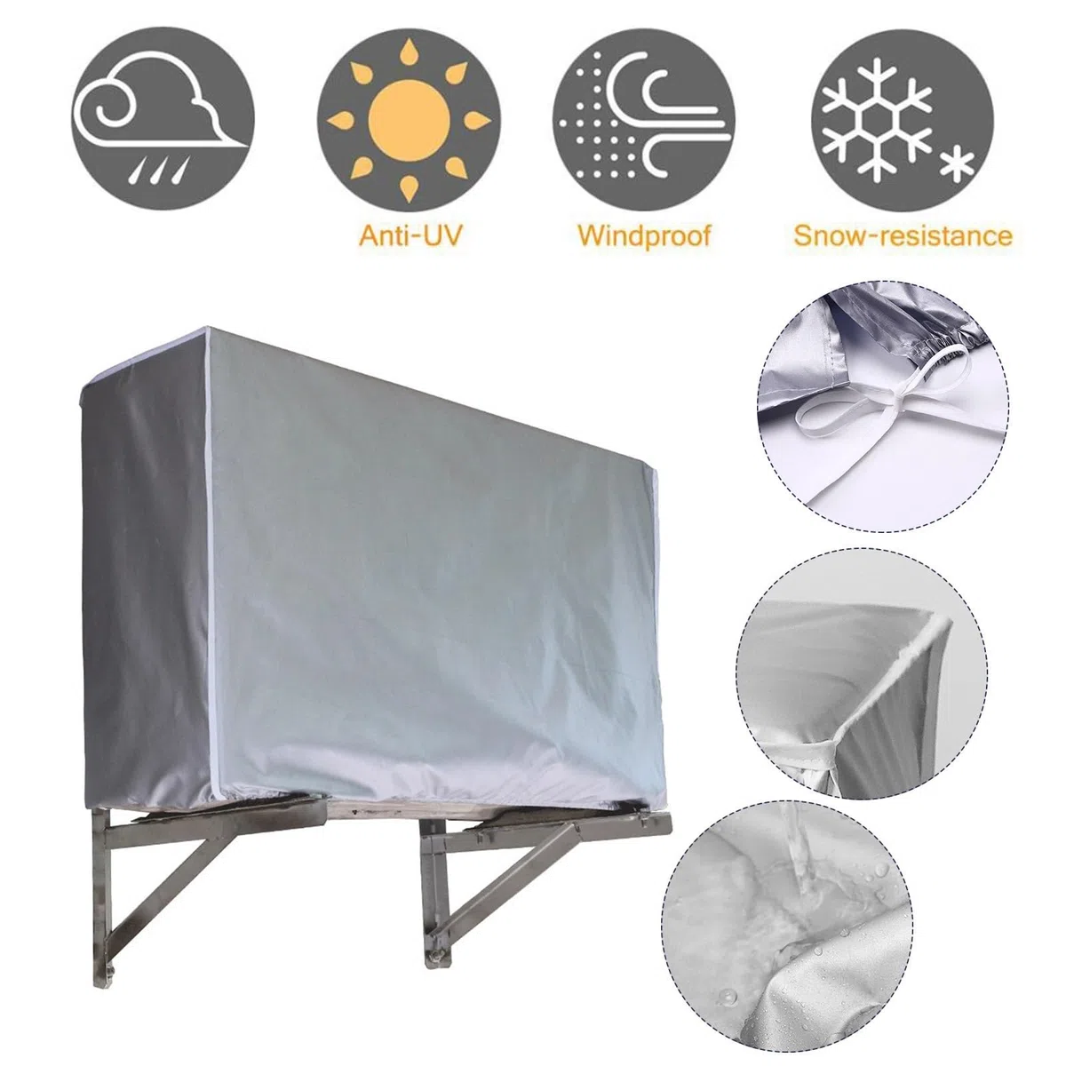 Coperture per condizionatori da esterno, Copertura for condizionatore d'aria in tessuto Oxford bianco argento, dimensioni multiple(80x30x57cm)