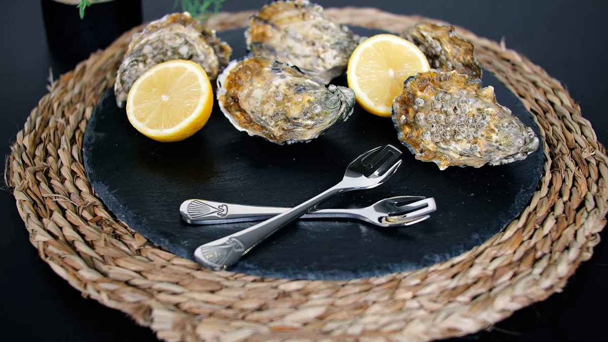 Set di 6 - Forchetta Oyster - Con Dente Sezione - Acciaio Inossidabile 18/10