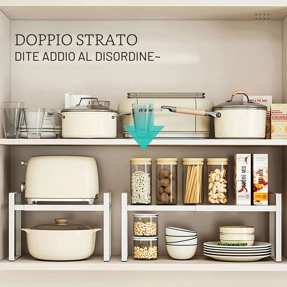 devesanter Mensola telescopica per armadio espandibile, ripiano per armadio espandibile, portaspezie espandibile, ripiano da cucina organizer per armadio da cucina e piani di lavoro, banconi, dispensa