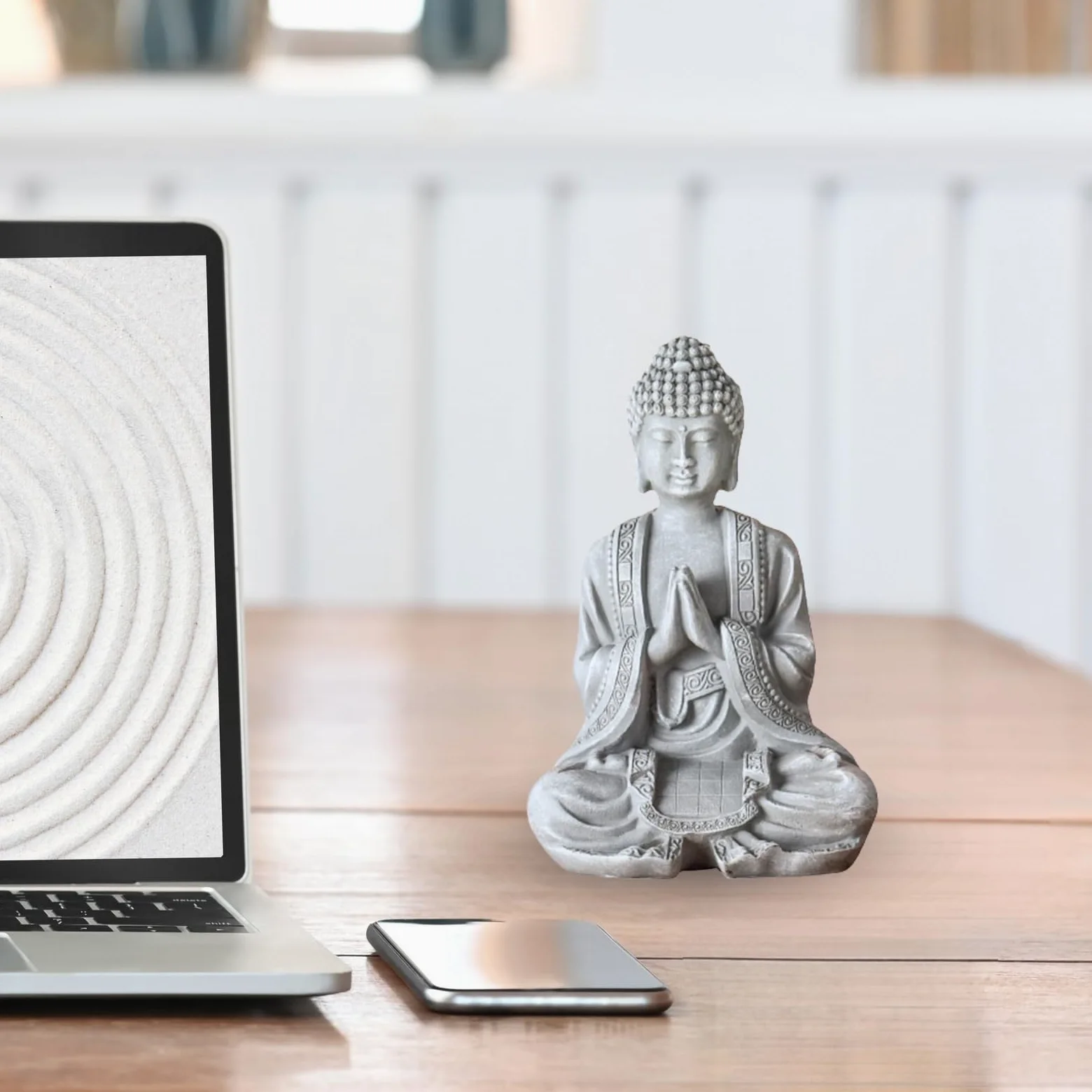 Zen'Light - Statuetta di Buddha meditazione 2, grigio pietra, SBM2
