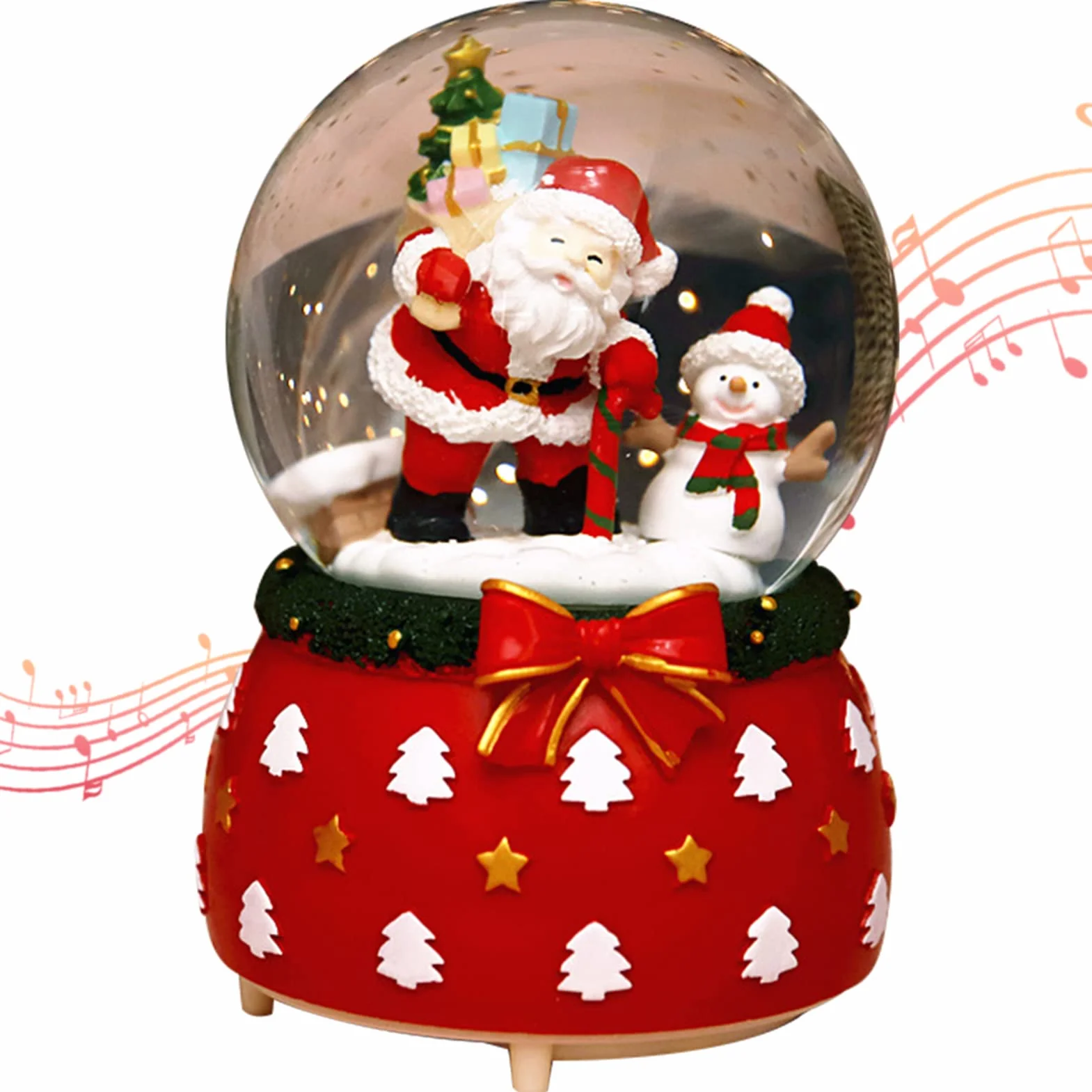Lanterna di Natale che fila scintillio acqua neve Globe Lanterne Santa Scena Acqua Globe (Rosso)