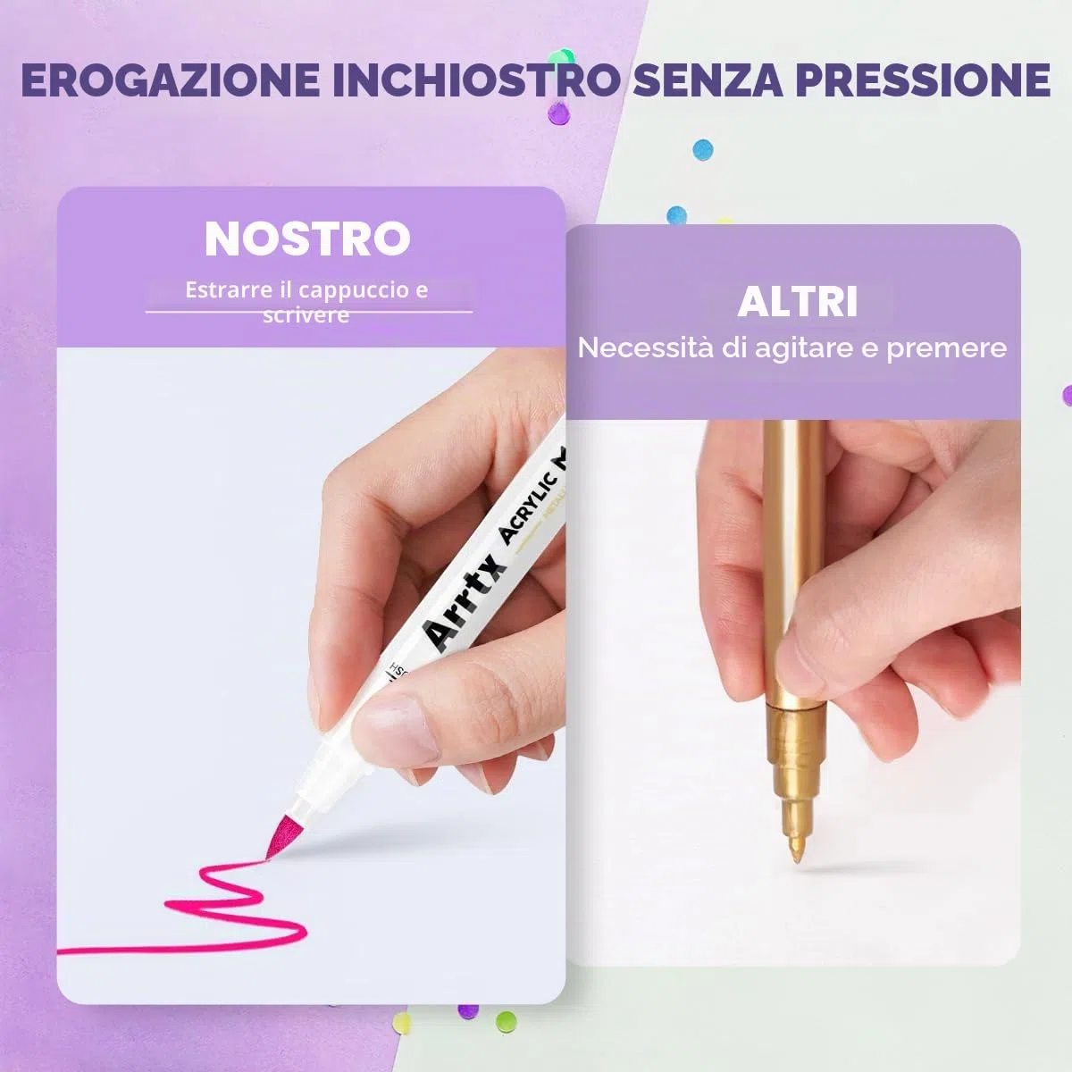 Arrtx Pennarelli acrilici con punta a pennello di alta qualità, inchiostro a base d'acqua, atossici, impermeabili, per pittura su roccia, legno, pietra, vetro, tessuto, decorazioni natalizie