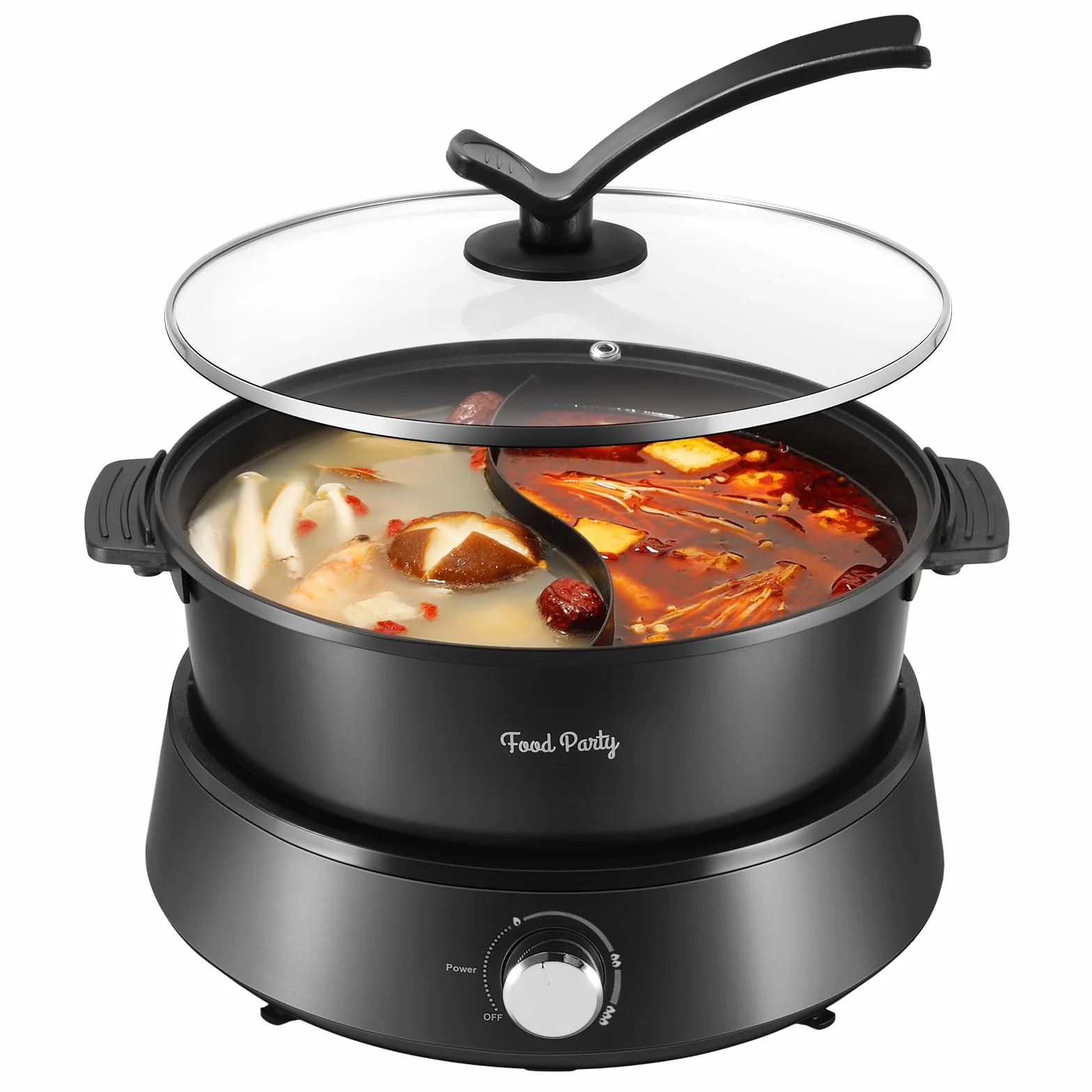 Food Party Hot Pot Elettrico Hotpot 4L Pentola Elettrica 220V 1350W Fondue Cinese Shabu Shabu Hotpot Doppia Separabile