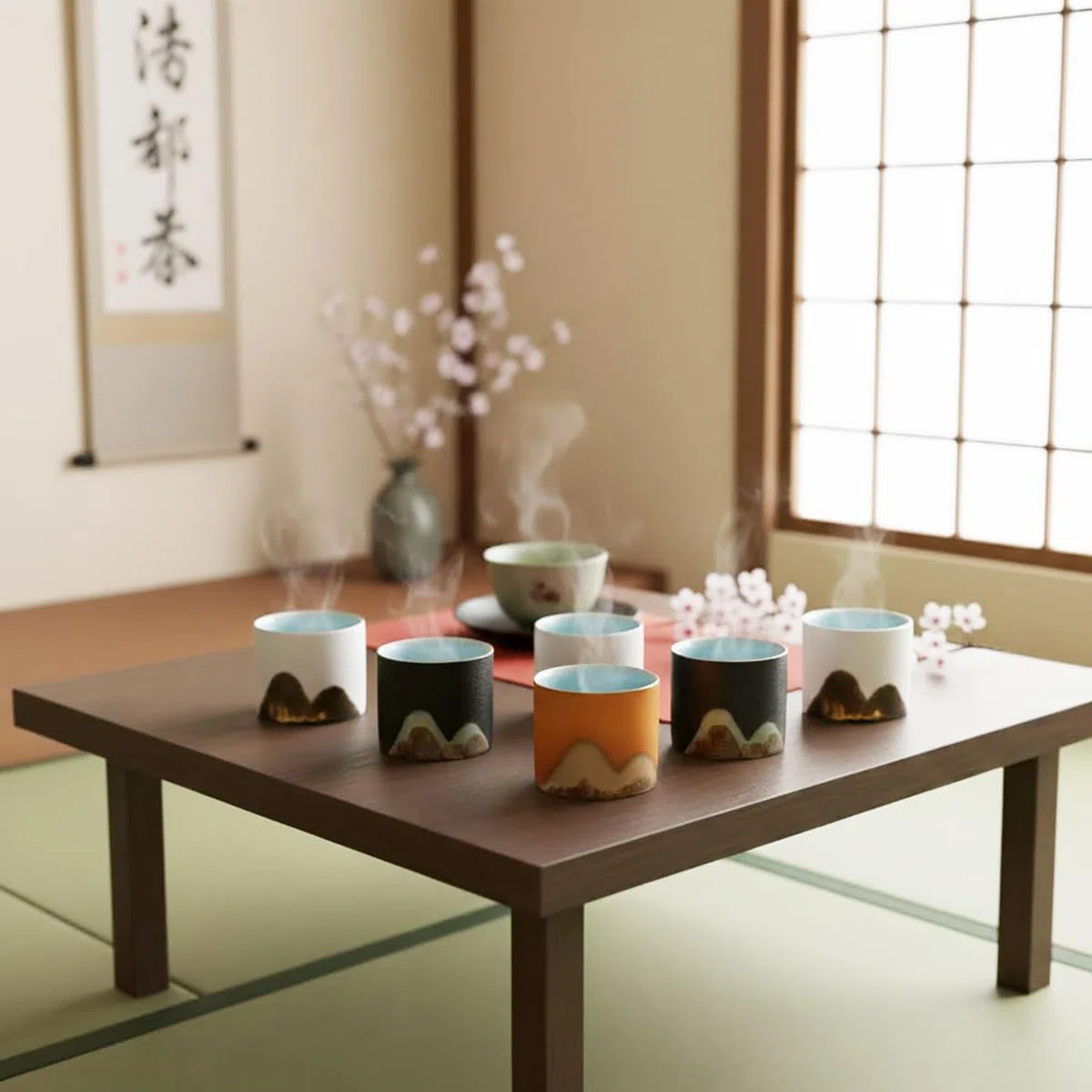 Set di tazze giapponesi per sake, fatte a mano, 6 pezzi, ciotole in ceramica sake | servizio tazze sake | 55 ml