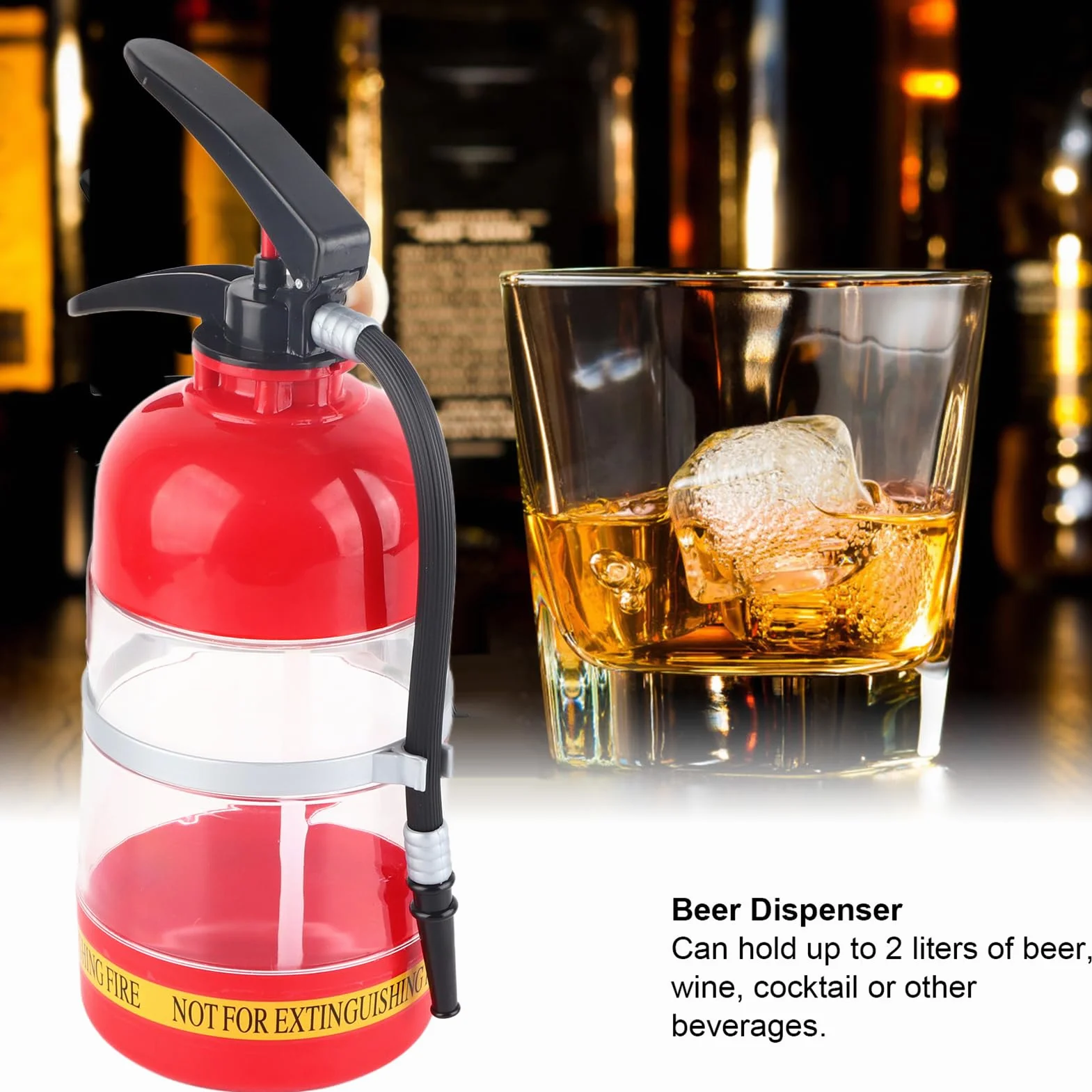 Dispenser di Liquori, Erogatore di Vino Per Bevande Alcoliche, Versatore di Vino Per Birra E Whisky con Forma di Estintore da 2 Litri Per Uso Domestico in Cucina