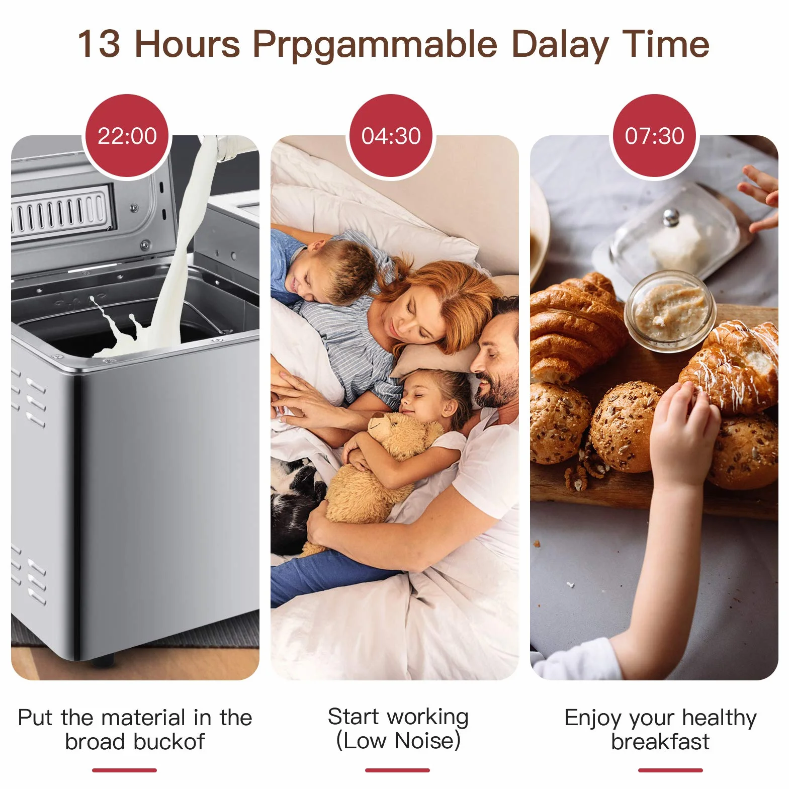 COOCHEER Macchina per il pane COOCHEER da 550W, Impastatrice con 25 programmi in acciaio inox completamente automatica con funzione di temporizzazione di 13 ore, argento
