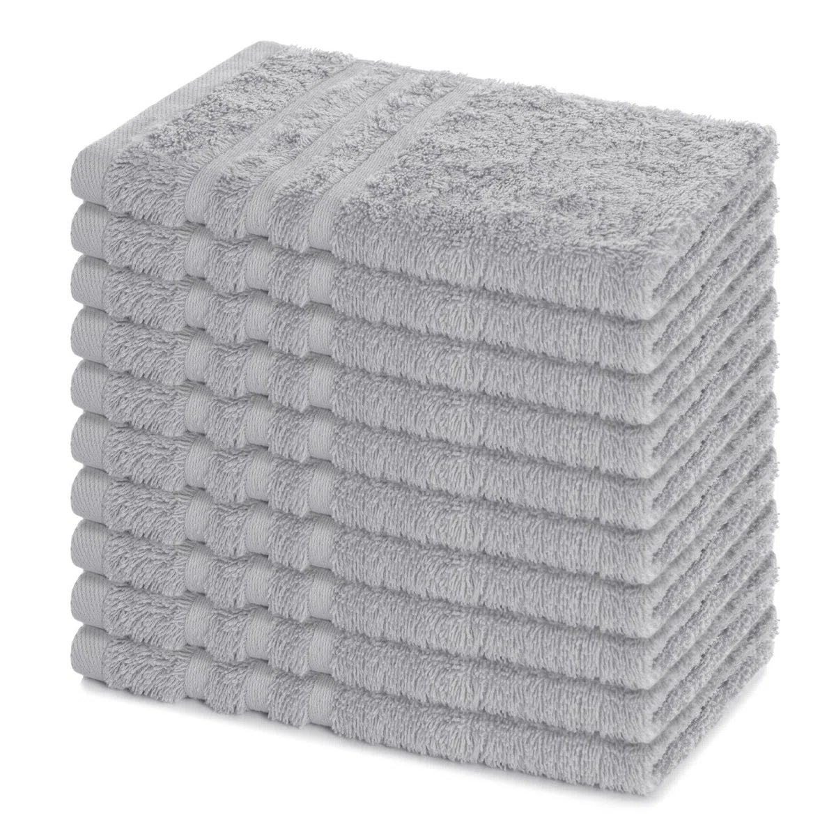 Lavea® 10 Asciugamani Ospite 30x50 cm in Spugna di Cotone 100% Morbidi e Assorbenti, per Casa Hotel Spa – Ideali anche come Asciugamani Bagno Viso e Bidet Argento