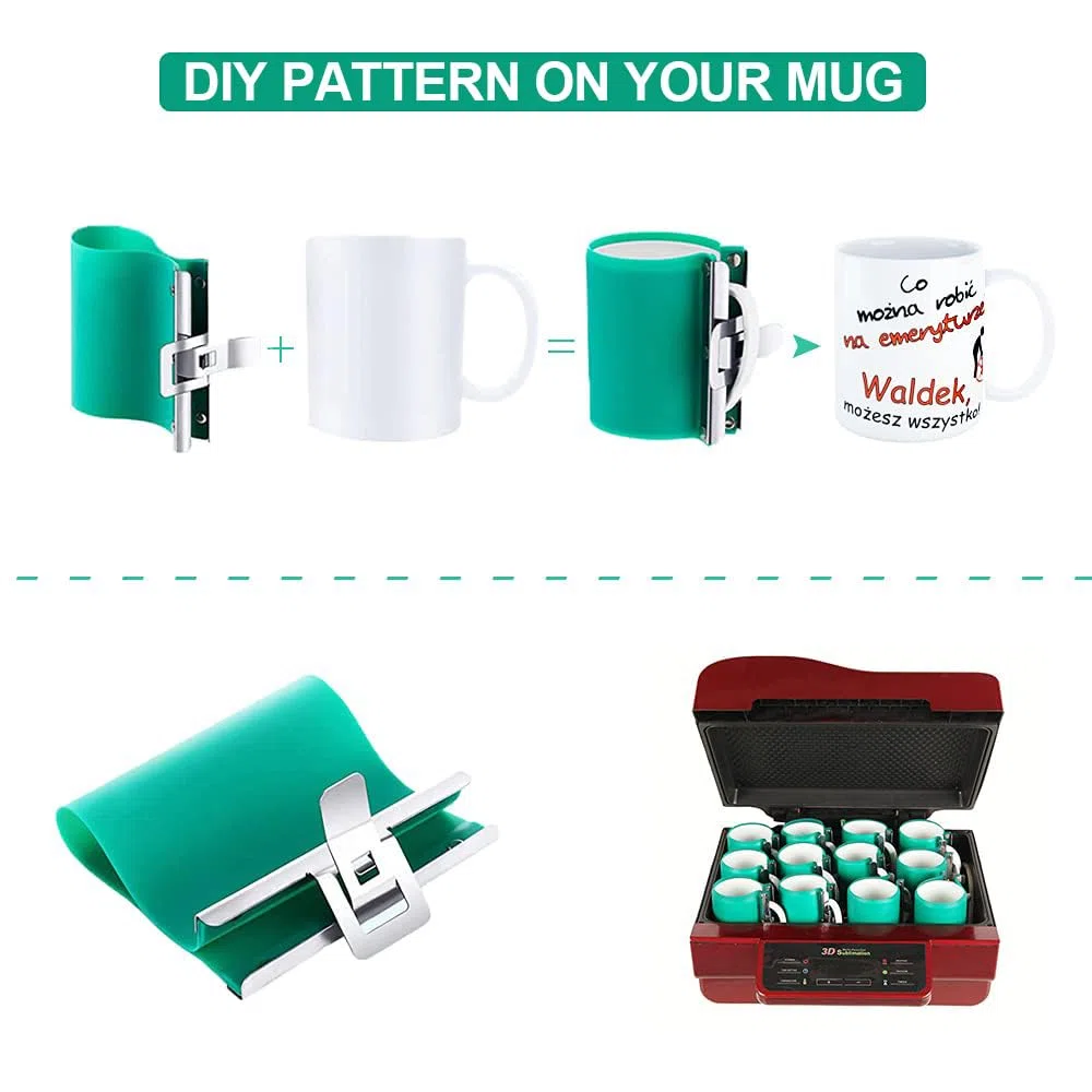WER Tazza 3D Trasferimento Sublimazione Tazza Silicone Wrap Mug Mold 11oz Cup Clamp Fixture per la Stampa Tazze