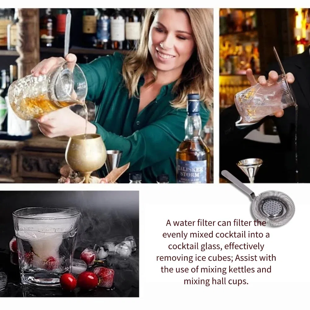 Colino da Cocktail Professionale in Acciaio Inossidabile, Hawthorne Strainer per Bar, Filtro Ghiaccio con Molla Rimovibile - Placcato Nero