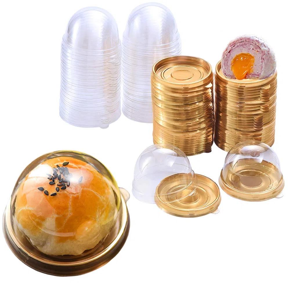 50 mini scatole per cupcake, trasparenti per cupcake, per mini muffin, torta, con coperchio trasparente, contenitori usa e getta (5,1 cm)