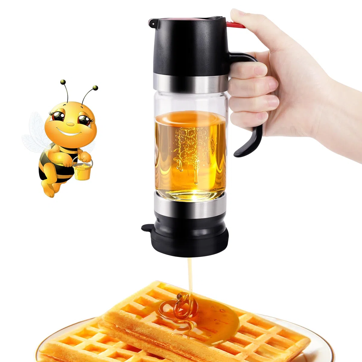 Dispenser Di Miele In Vetro 300 Ml: Antigoccia Dosatore Miele Con Manico - Ideale Per Mieles E Sciroppo, Salsa Di Soia, Altri Liquidi, Accessori Da Cucina