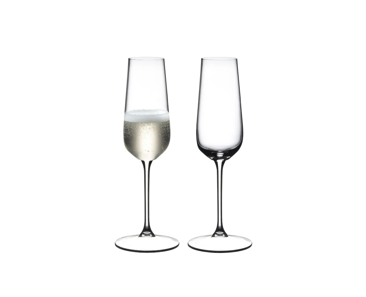 RIEDEL Grape - Flauto da champagne, set da 2 pezzi, in cristallo trasparente, realizzato a macchina