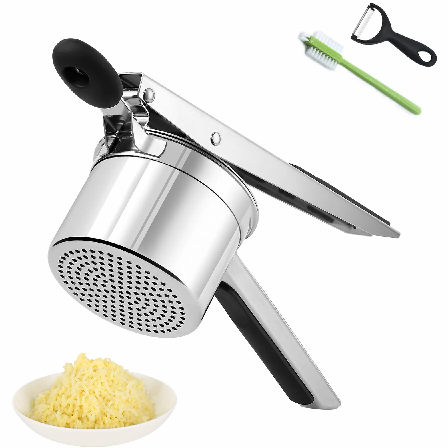 Schiacciapatate in Acciaio Inox, Grande Pressa Patate 450ml, Utensile da Cucina Robusto per Purè Morbido e Omogeneo, Passapatate e Gadget da Cucina, Macchina per Spaetzle e Gnocchi
