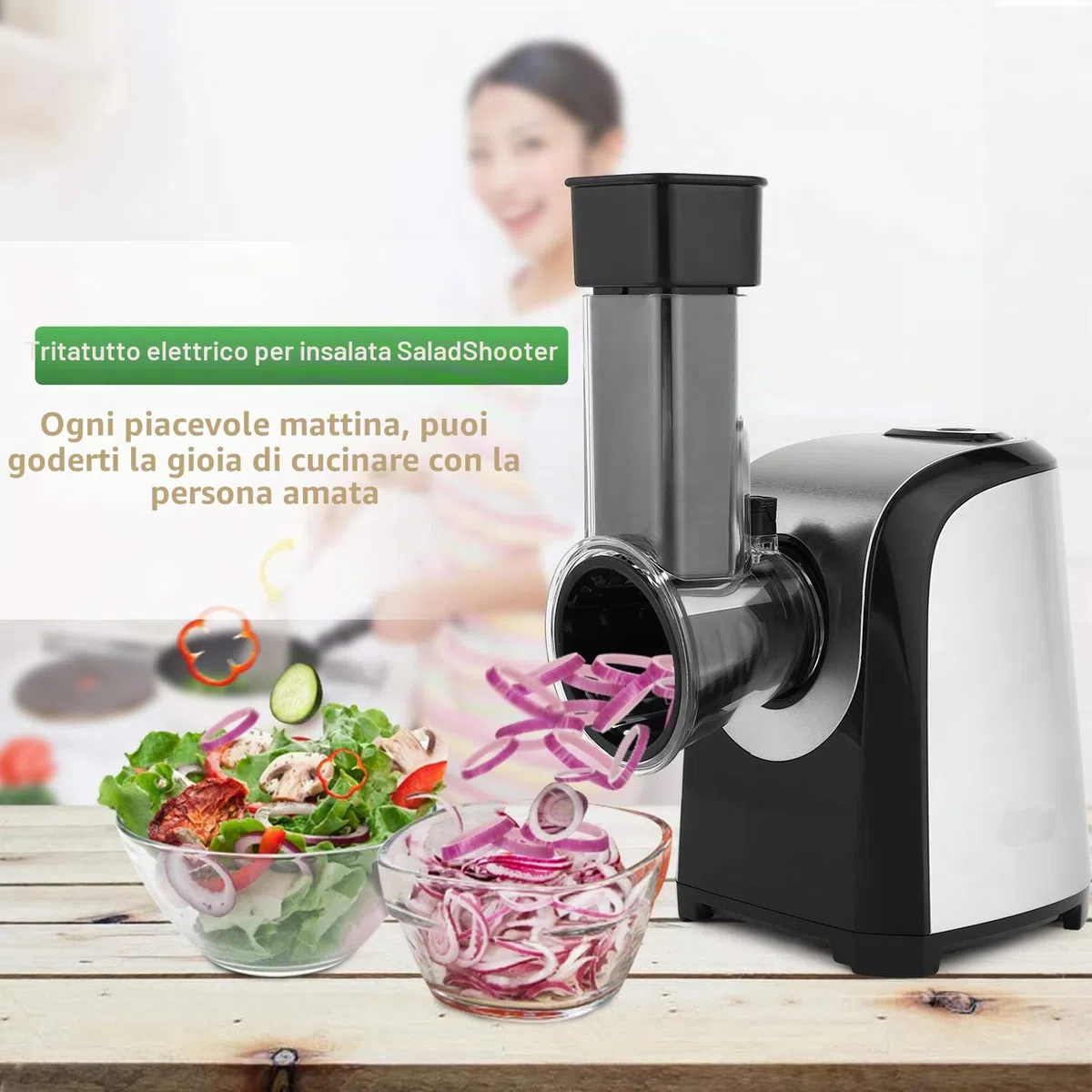 COOCHEER Taglia Verdure Elettrico, Multifunzione Tritatutto da Cucina 5 IN 1 Tritatutto per Verdura, 150W