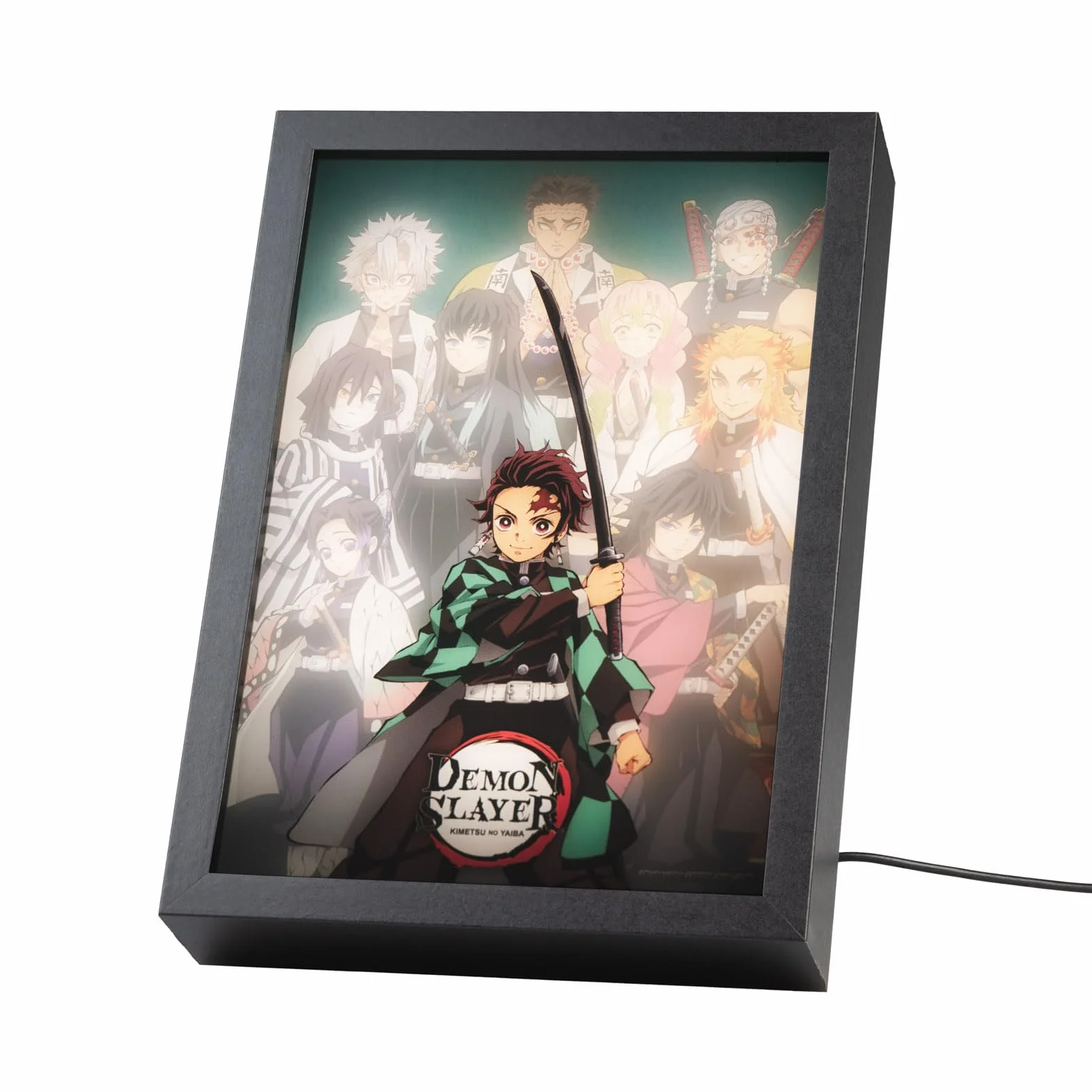 Grupo Erik Quadro Luminoso LED Demon Slayer Manga - Lampada da Tavolo Decorativa con Cornice per Gaming Room, Effetto Doppia Immagine e 15 Modalità di Luce | Cavo USB Incluso (20 x 28 x 5 cm)