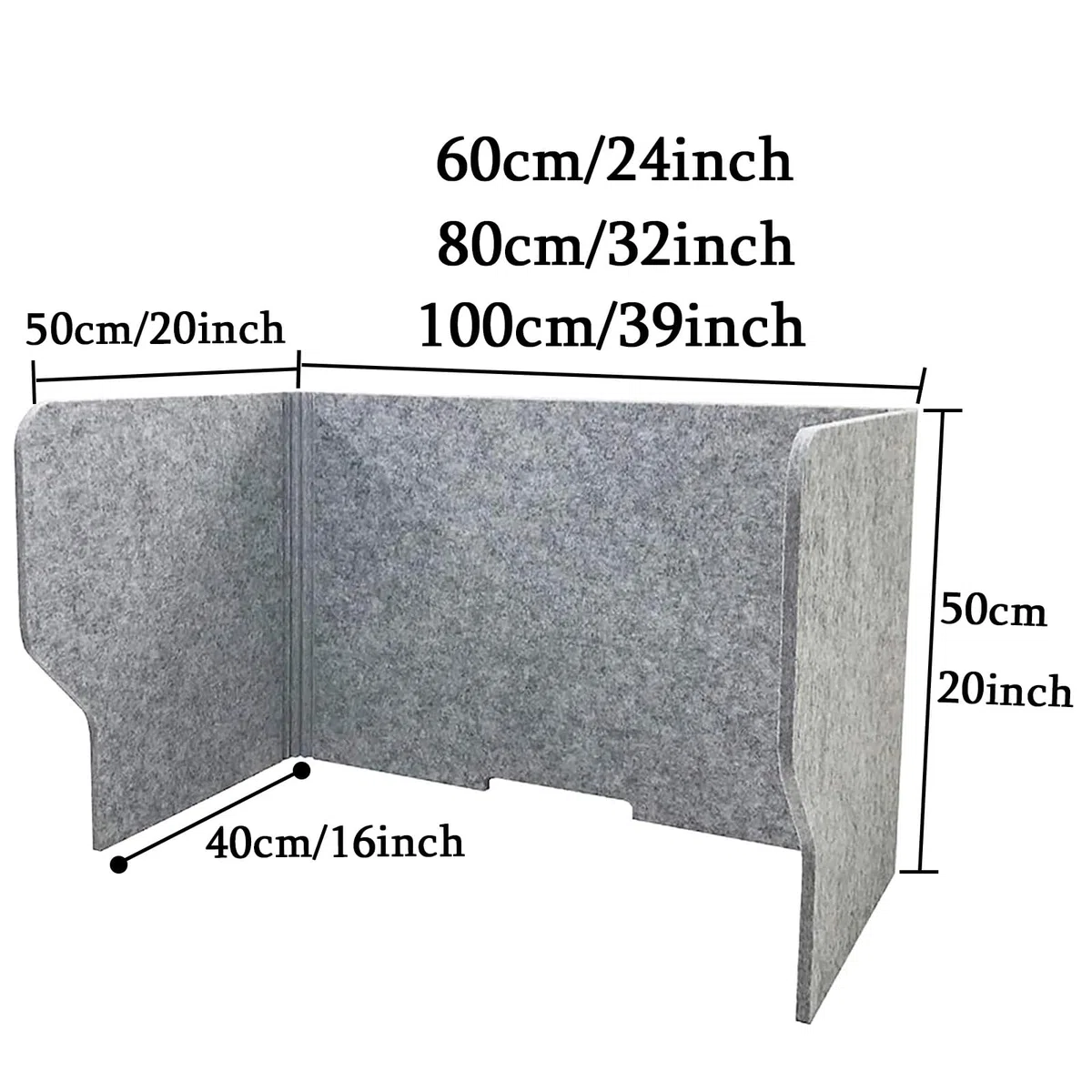 SAGIDAR Acustica Scrivania Divisori, Pannelli Isolamento Acustico, Separatore per La Privacy Grigio, 60/80/100cm, Cubicle Panel Pieghevole, Pannelli Fonoassorbenti, per Uffici, Sale Conferenze