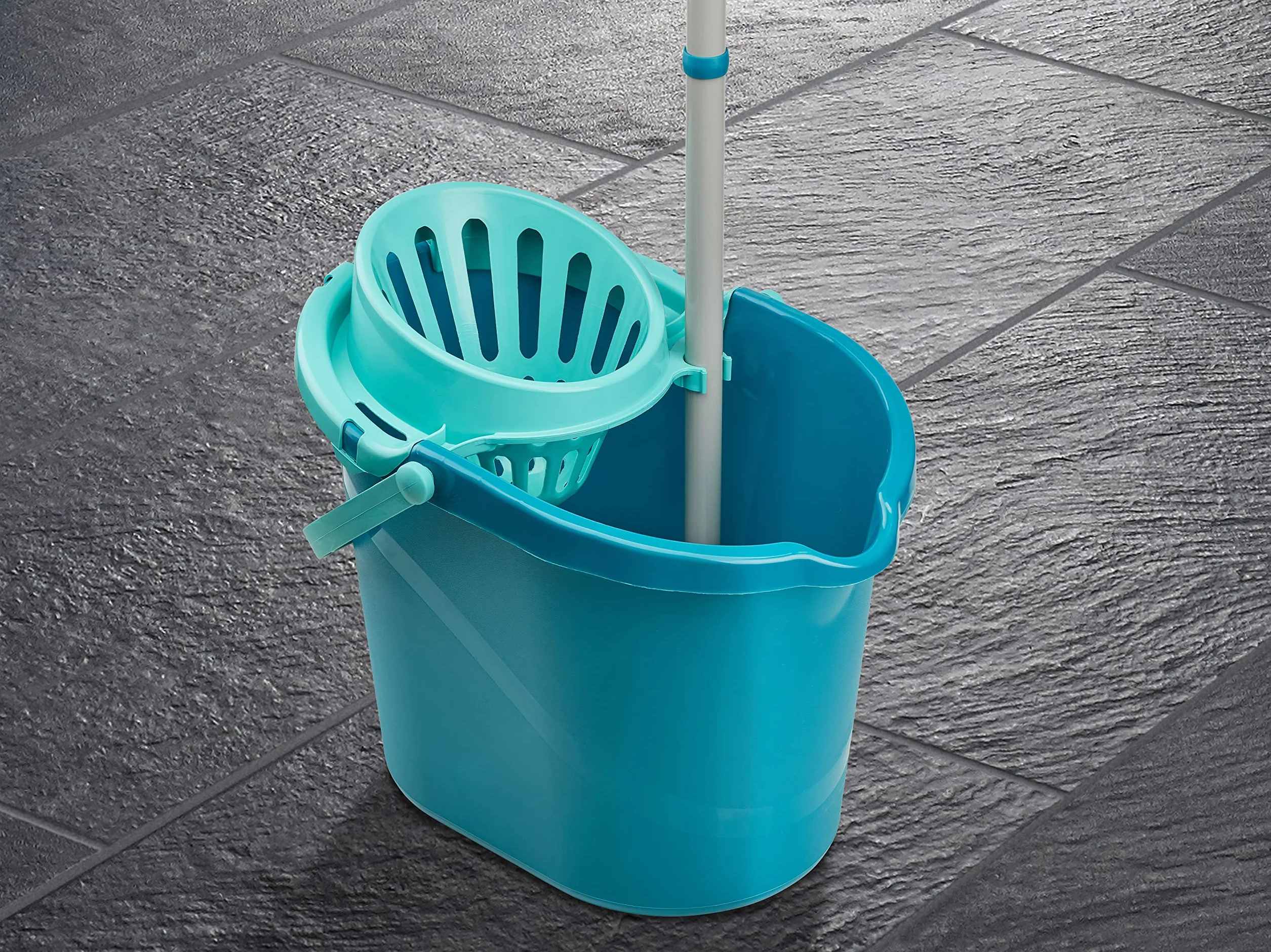 Leifheit Set Classic Mop Pavimenti In Viscosa Con Fibre Assorbenti, 39 X 29 X 29 Cm, Turchese