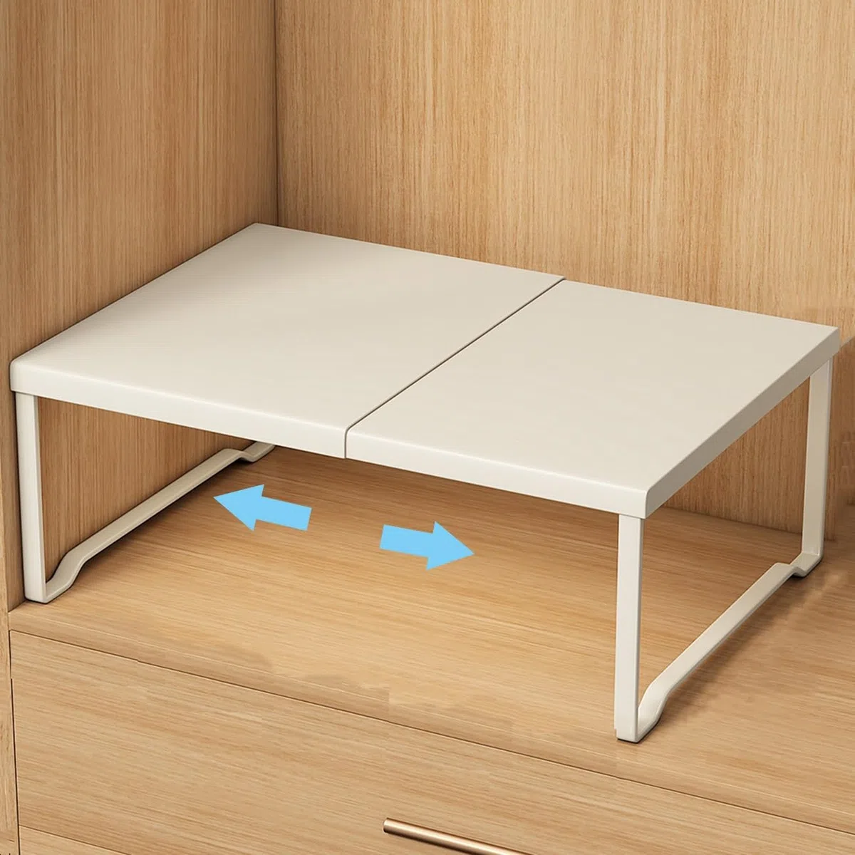 Mensola Estensibile per Armadio, Ripiano Salvaspazio Cucina,Scaffale Portaoggetti Espandibile per Armadio Acciaio al Carbonio, per Bagno, Cucina(White,L20-31.5inW16.5inH13in)
