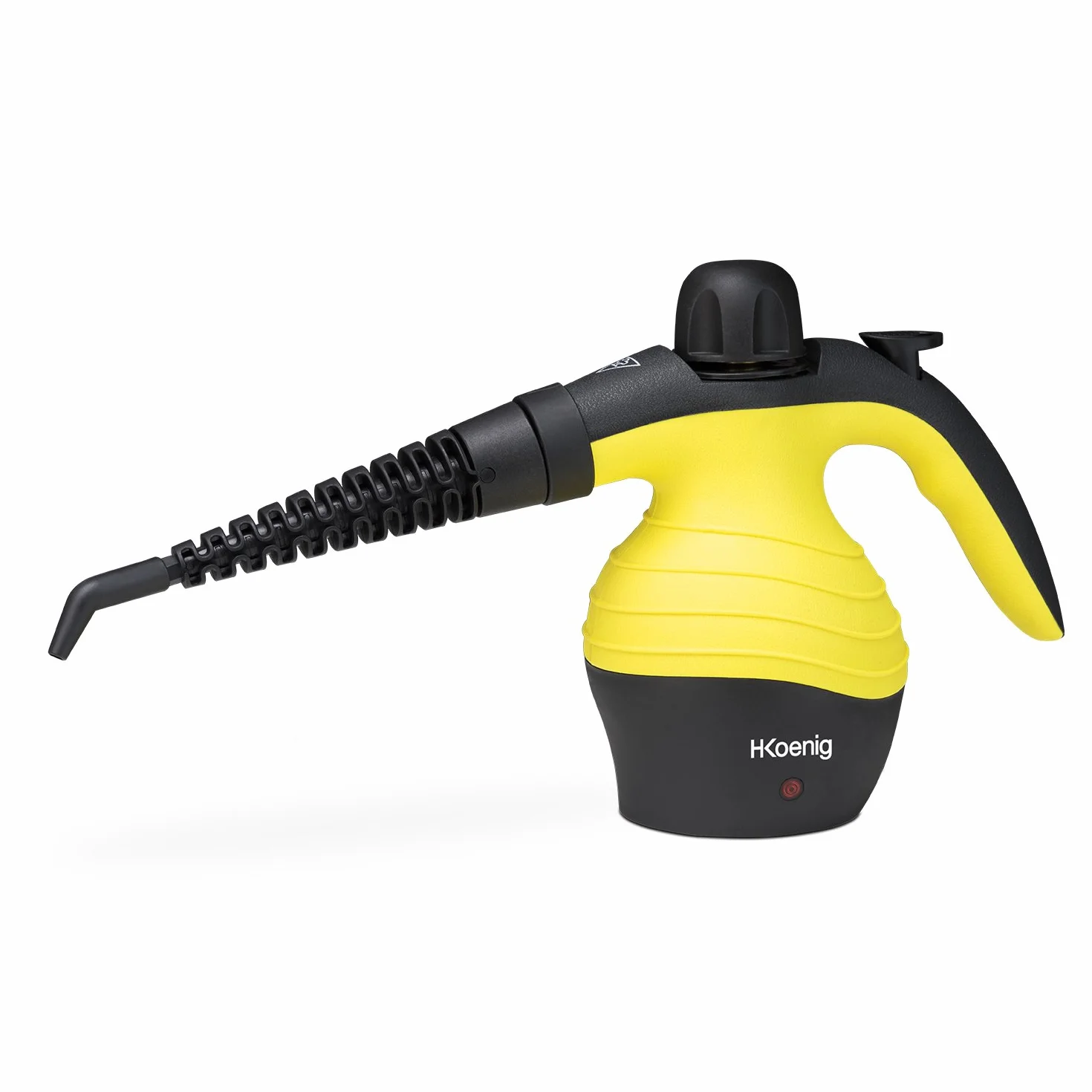 H.Koenig NV60 Pulitore a vapore,Portatile, Multiuso, Potente 4.2 bars, 250ml + accessori 1000W, Nero/Giallo