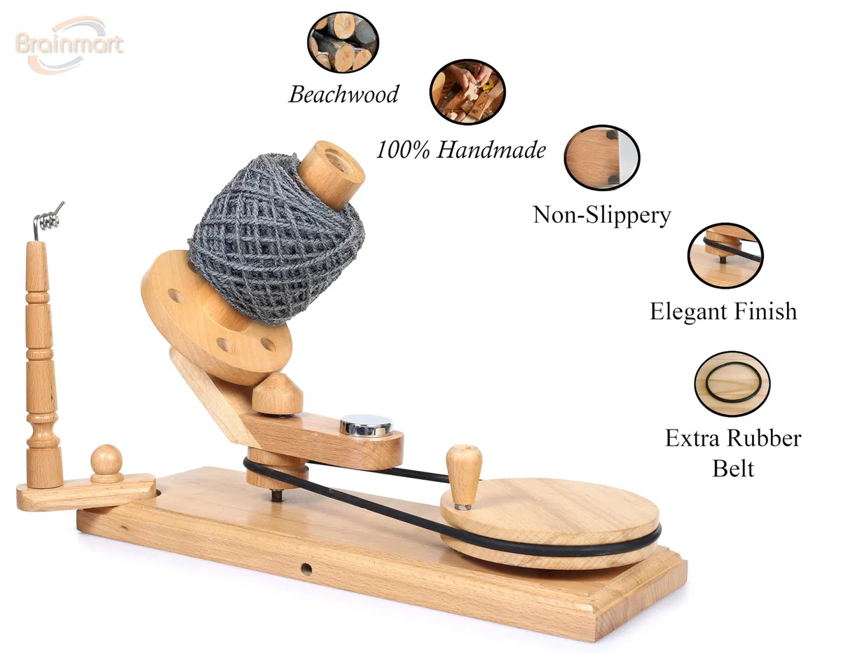 Avvolgitore a sfera in filato di legno azionato a mano e supporto per cordino per avvolgitore veloce in lana Swift Accessori per maglieria e uncinetto (Avvolgitore a sfera)