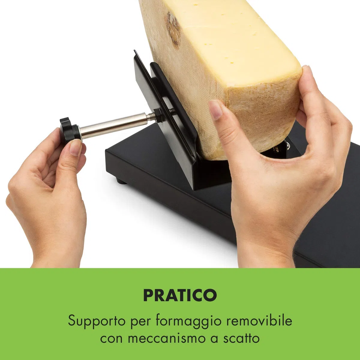 Klarstein Griglia per Raclette con Vassoio in Acciaio Inox, Piastra Raclette Formaggio Rotabile e Regolabile 1000W, Piastra Elettrica per Grigliare Carne e Formaggio, Piastra Grill per Interni