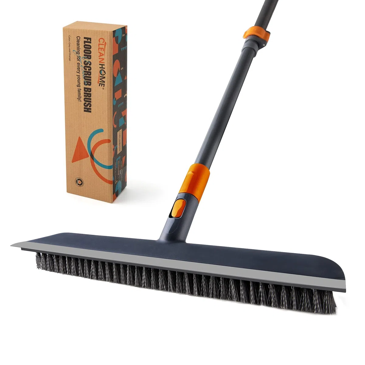 CLEANHOME Detergente per piastrelle e spazzola 2 in 1, manico telescopico 150 cm