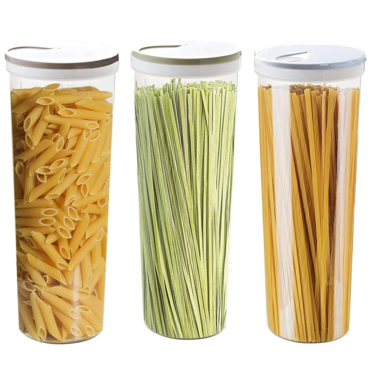 3 Pz Contenitori Alimentari ,Contenitori per la Conservazione Degli Alimenti con Coperchi per la Conservazione per Tè,Caffè,Riso,Pasta con Airtight Coperchi,2,5L(Blu Chiaro/Verde Chiaro/Cachi)