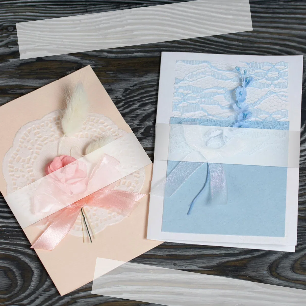 200 fasce per invito, in pergamena, trasparenti, per inviti da 12,7 x 17,8 cm, accessori per matrimoni, biglietti di nozze, buste in pergamena