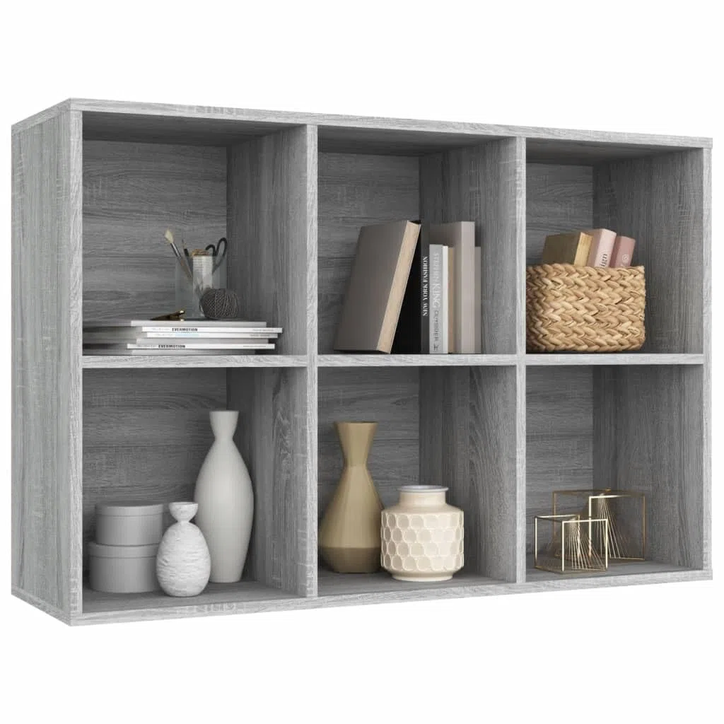 Mensola da soggiorno per libri e decorazioni, libreria/credenza grigia Sonoma 66 x 30 x 98 cm, materiale in legno per libri, soggiorno, studio, ufficio