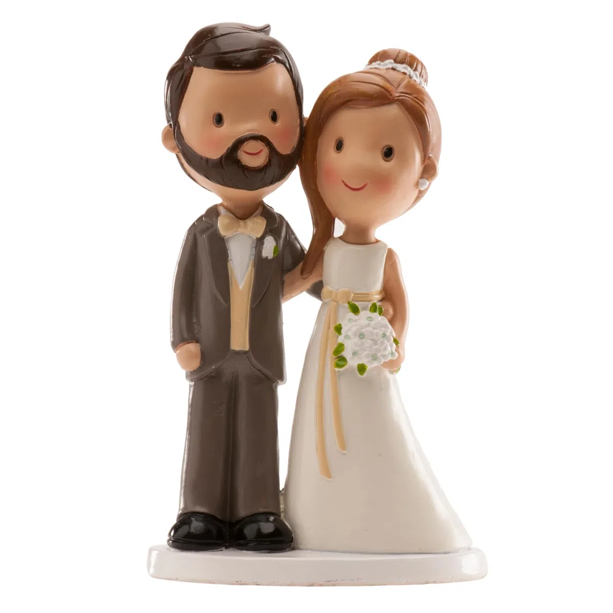 dekora – Sposini per Torta Matrimonio “Old Fashion” - 14 cm di Altezza – Cake Topper Matrimonio in Resina - Statuine Sposi per Torta Nuziale – Base Adatta al Contatto Alimentare