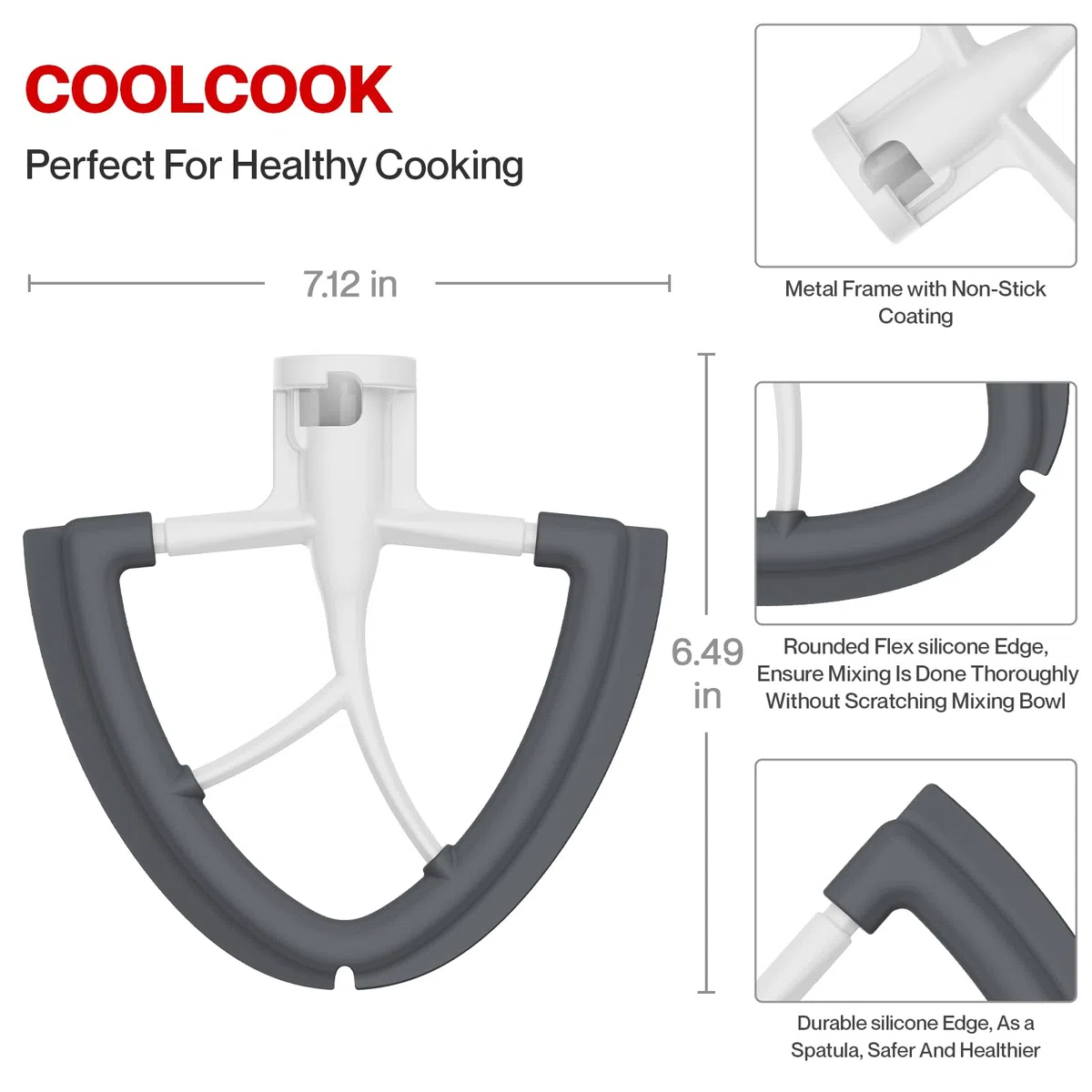 Sbattitore con Bordo Flessibile per KitchenAid 4,5-5 Quart, Accessori per KitchenAid Sbattitore a Pale Piatte con Raschiatore, Lavabile in Lavastoviglie