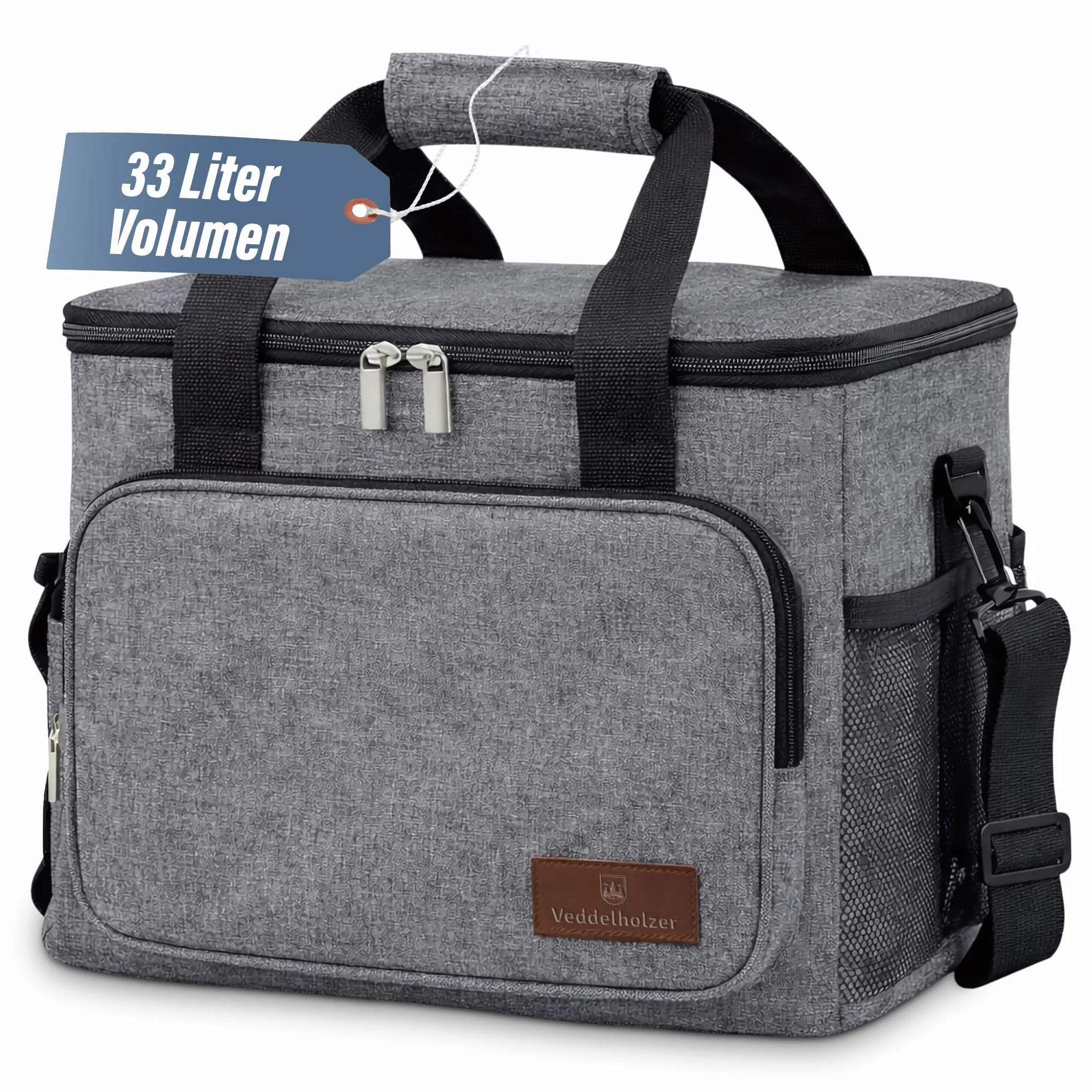 Veddelholzer XXL Borsa termica da 30 litri Borsa da picnic con tracolla Borsa termica e contenitore per il pranzo isolati e pieghevoli, borsa da trasporto per picnic, spiaggia e campeggio