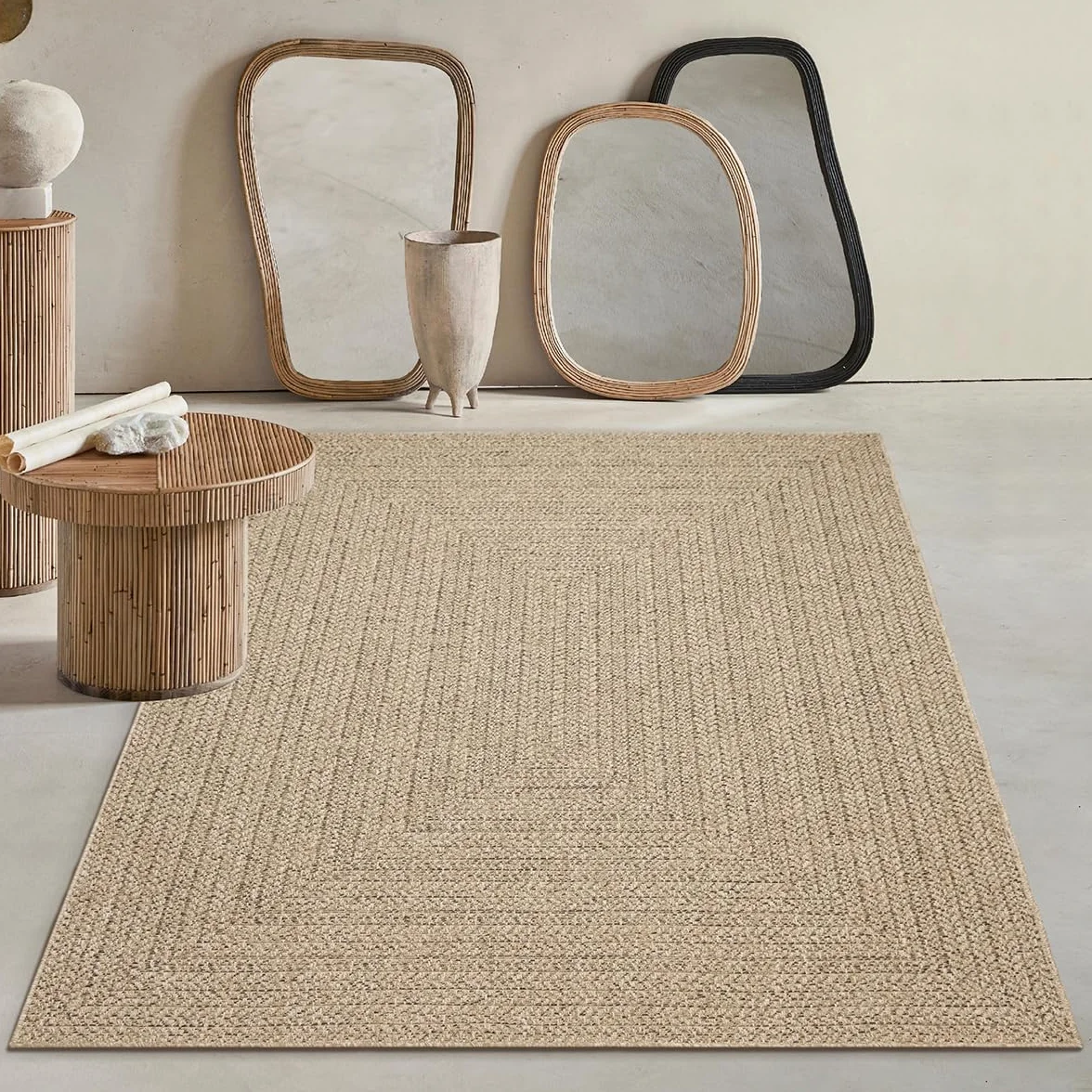 Mias Teppiche Kinsley - Tappeto robusto per interni ed esterni, effetto iuta naturale, resistente alle intemperie, adatto per terrazza e giardino