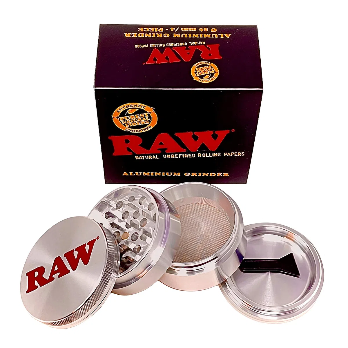 Raw 19330 Grinder-4 pezzi con pala, 56 mm, in alluminio