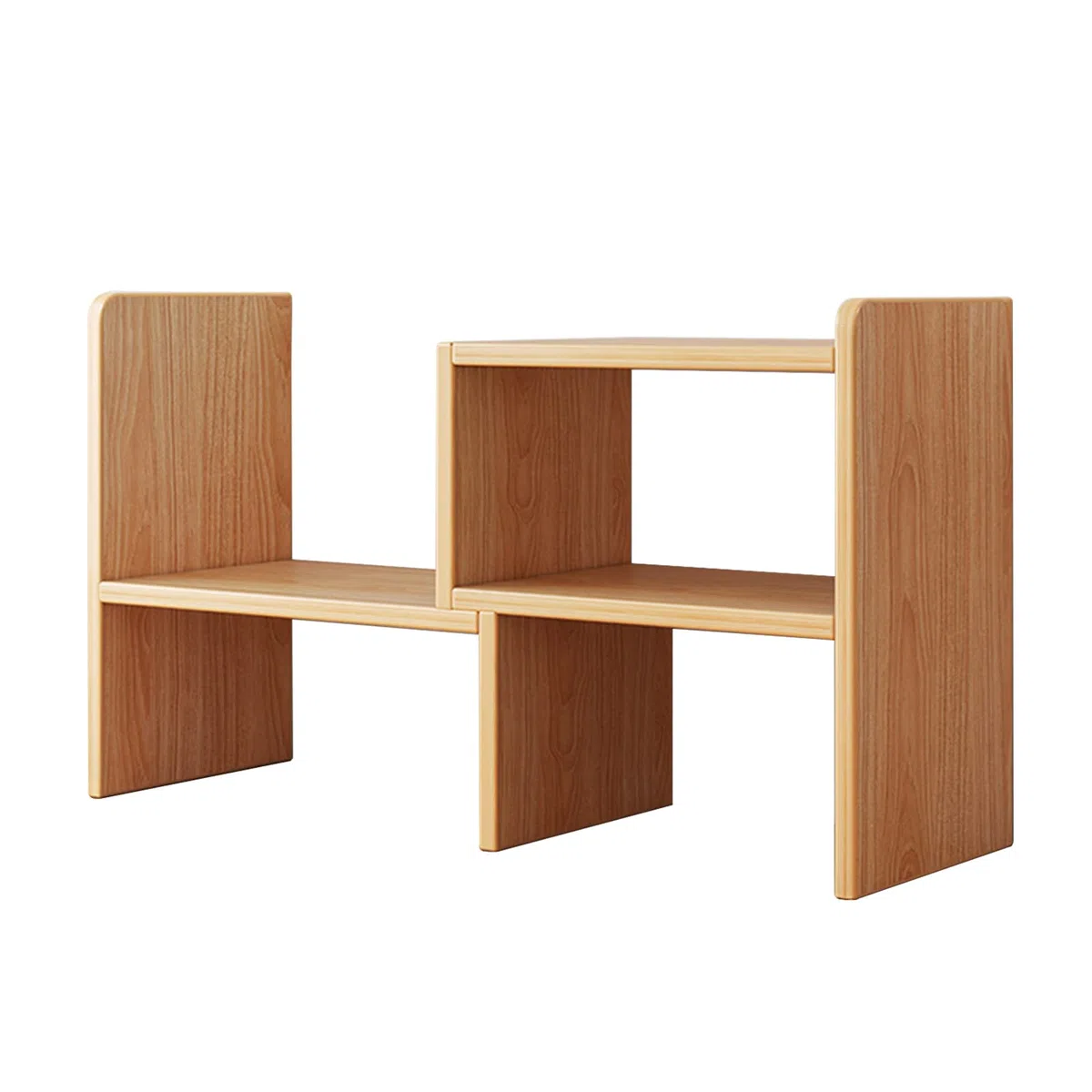 Libreria a più piani, scaffale, organizer da scrivania, piccolo organizer da scrivania, libreria, in legno, adatta per tavolo da lavoro, tavolo da ufficio, cucina, dormitorio (colore legno,