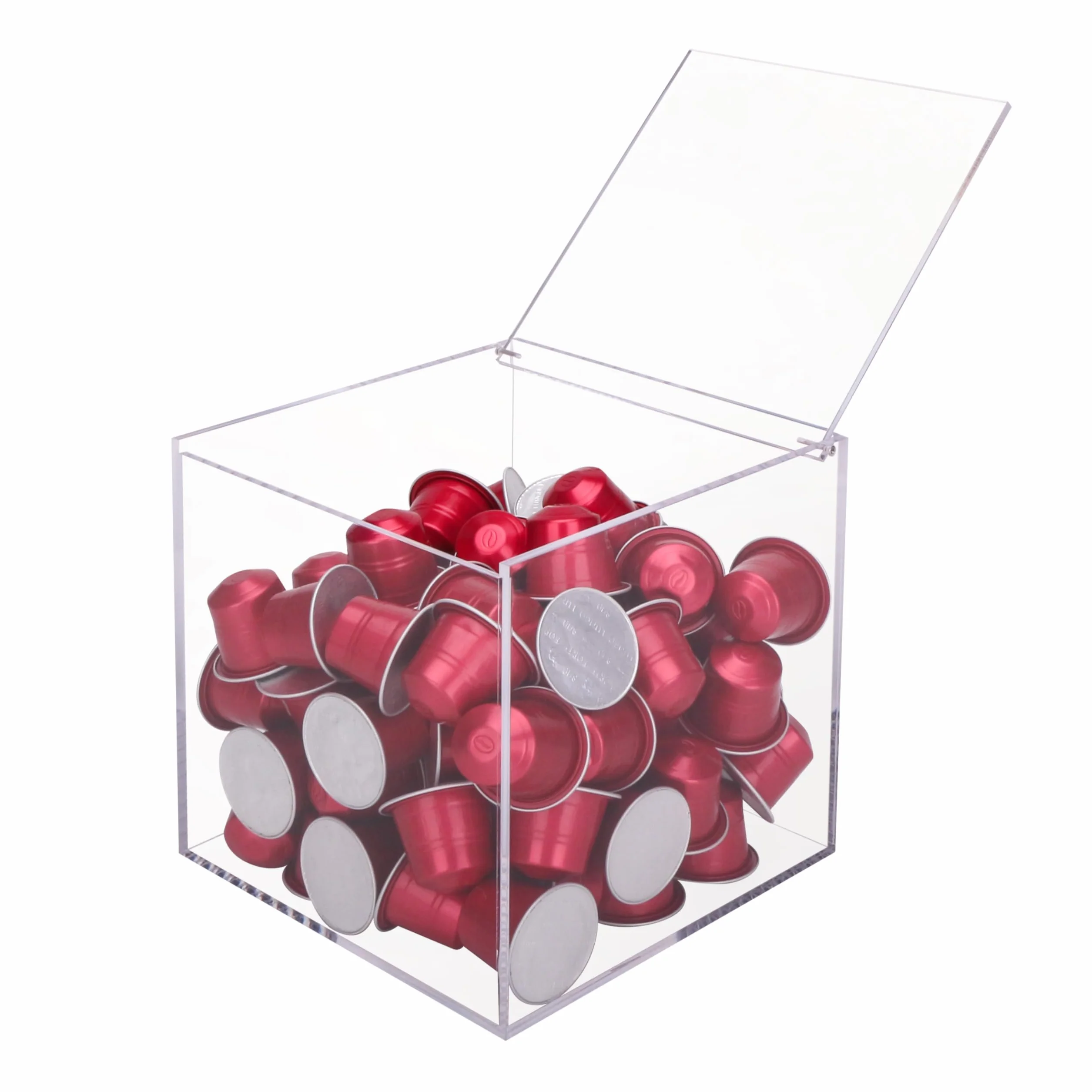 Exzact Cubo per capsule di caffè da 15 cm in acrilico, organizer per cestini per cialde di caffè, porta capsule trasparente, contenitore multifunzione