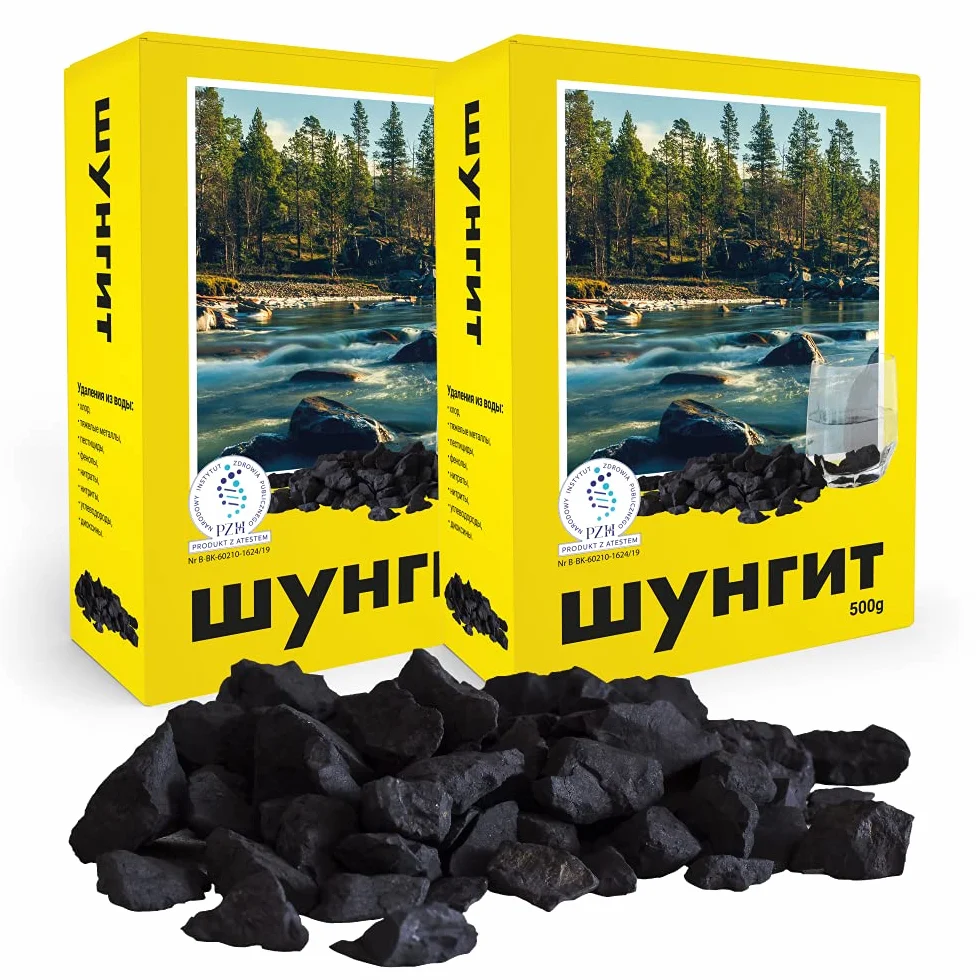 Wessper Pietre di Shungite per la Purificazione dell'Acqua, 1000g di Frammenti di Shungite Grezza Nera Opaca per la Pulizia dell'Acqua