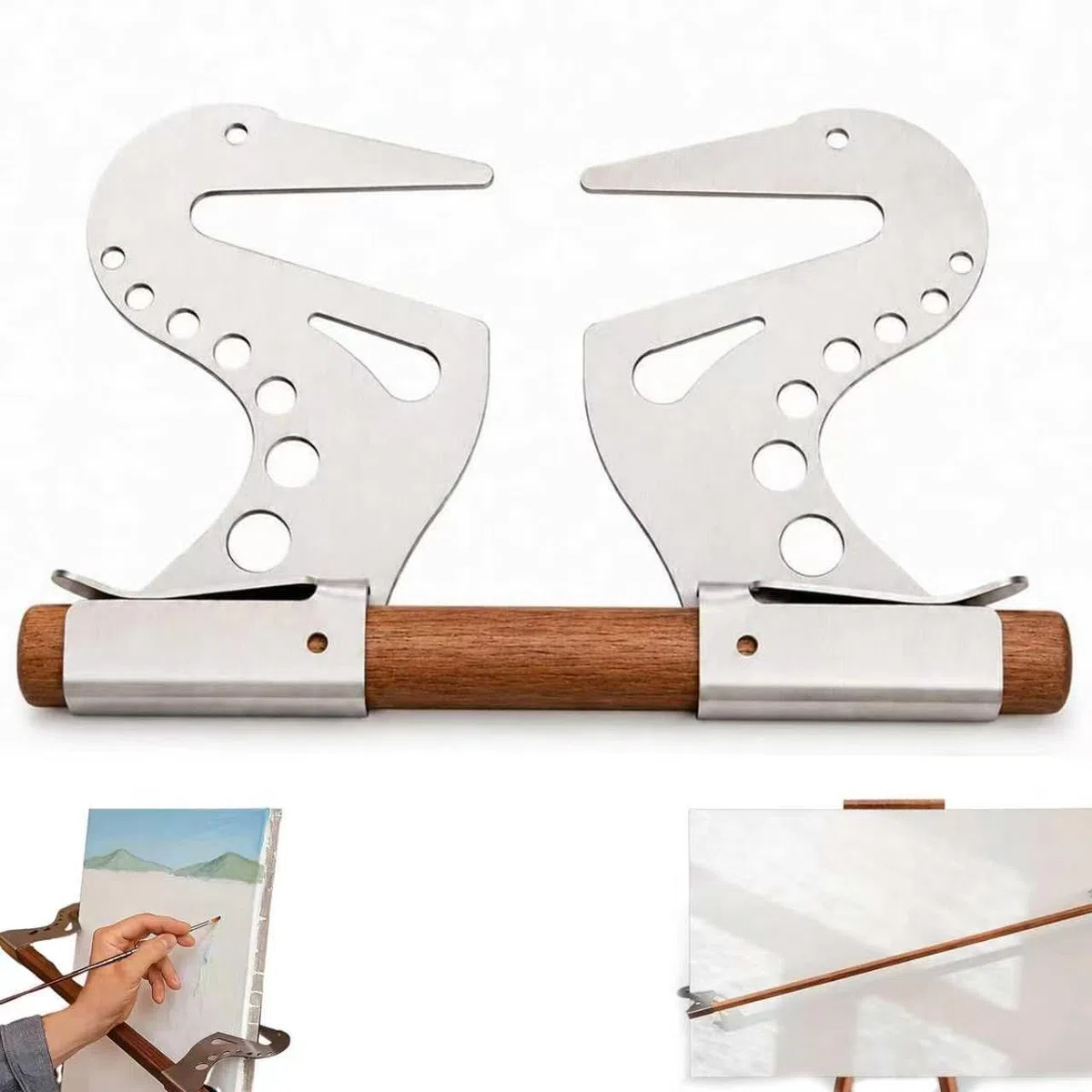 Adjustable Easel Hand Rest Support Bar, Artist Hand Support Bridge, Adjustable Hand Rest for Painting Drawing Detail Work, Metal Wrist Rest Stand with Self-Locking Gravitys (1set)