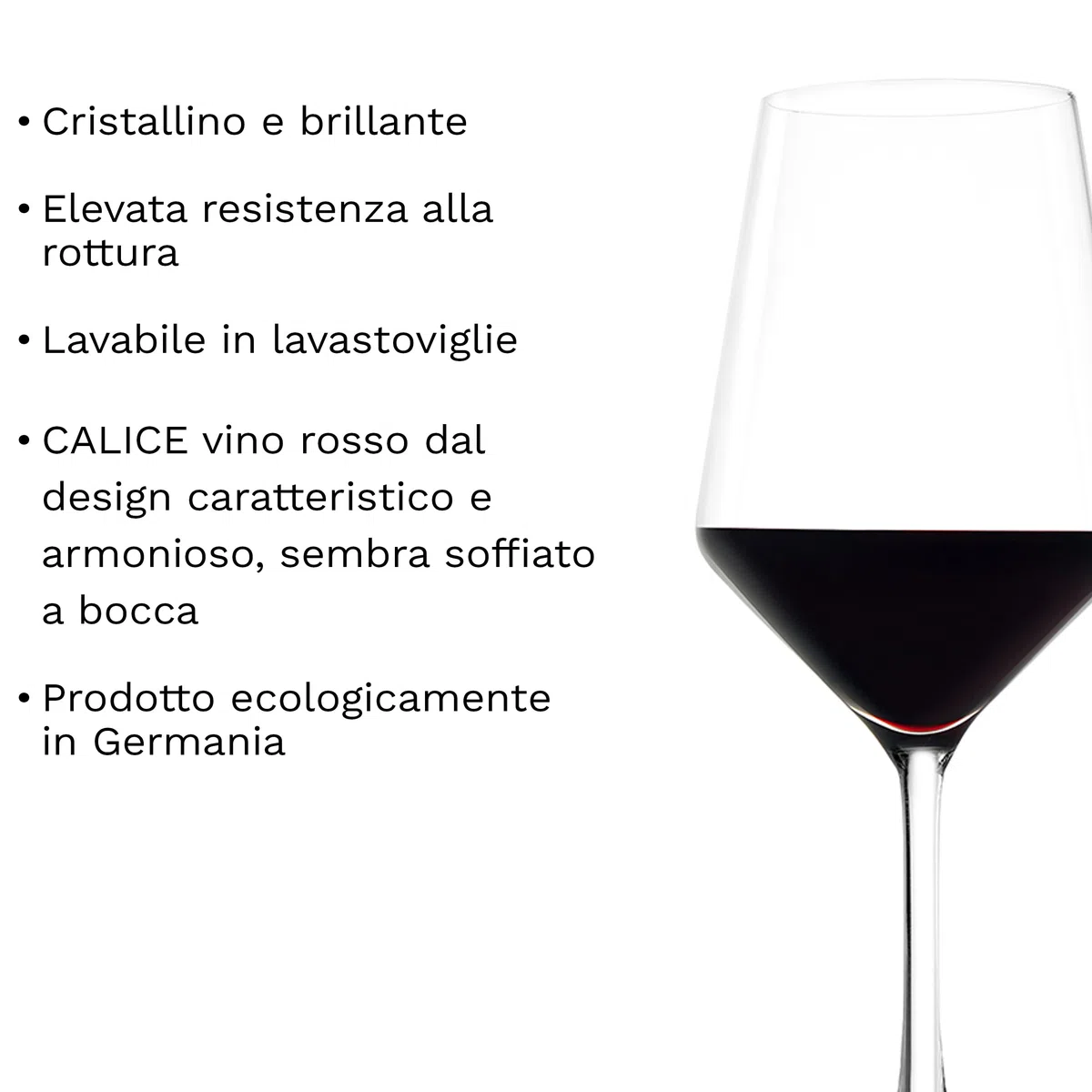 Stölzle Lausitz Bicchieri da Vino Rosso Revolution Set di 6, 490 ml – Calici in Cristallo di Alta Qualità per Vini Rossi – Lavabili in Lavastoviglie e Resistenti agli Urti