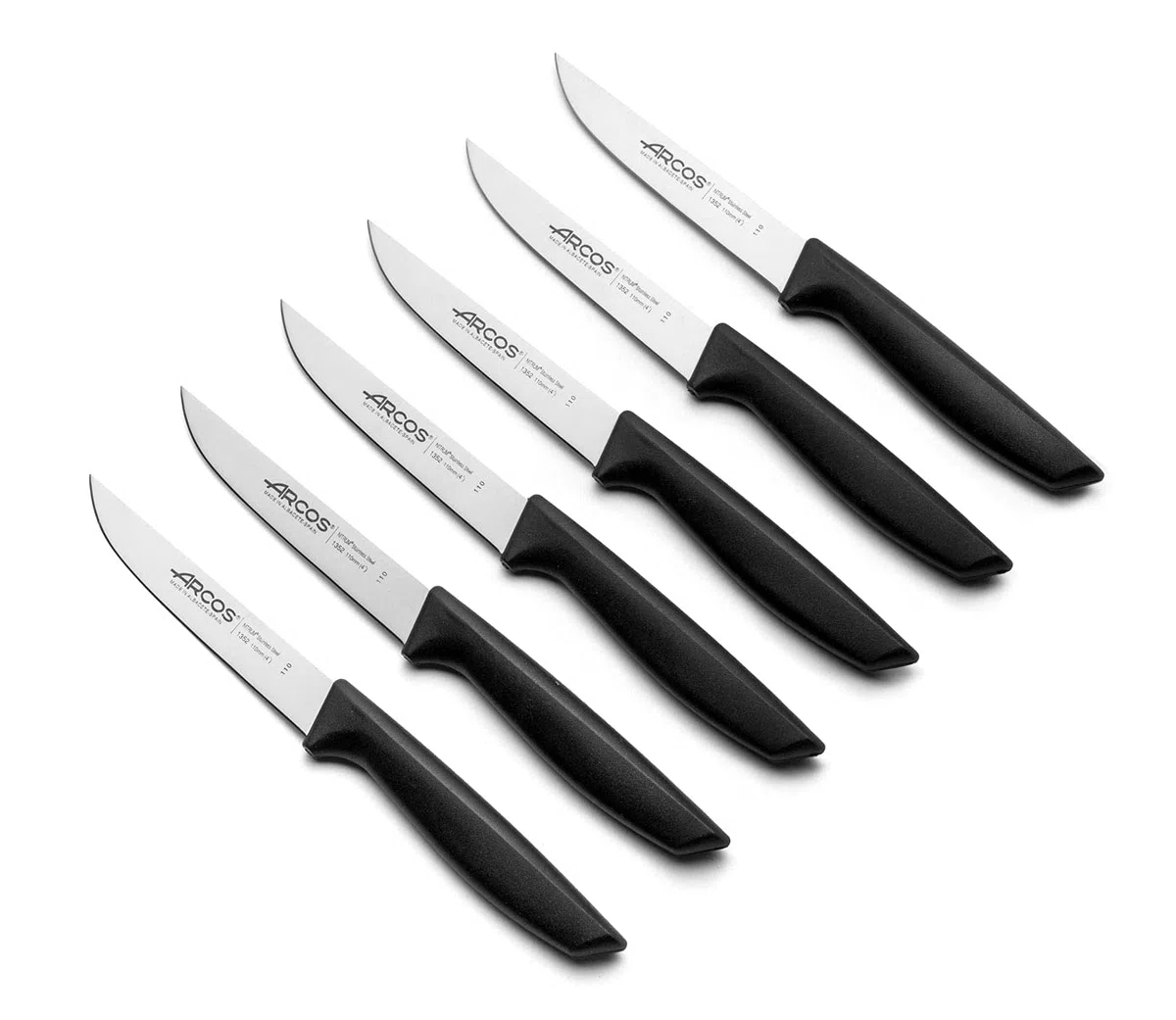 Arcos Set Coltelli in Acciaio Inossidabile Nitrum con Lama da 200 mm – Coltello Professionale per Pelare Frutta e Verdura, Manico Ergonomico in Poliossimetilene con Lama da 110 mm – Nero, Universal